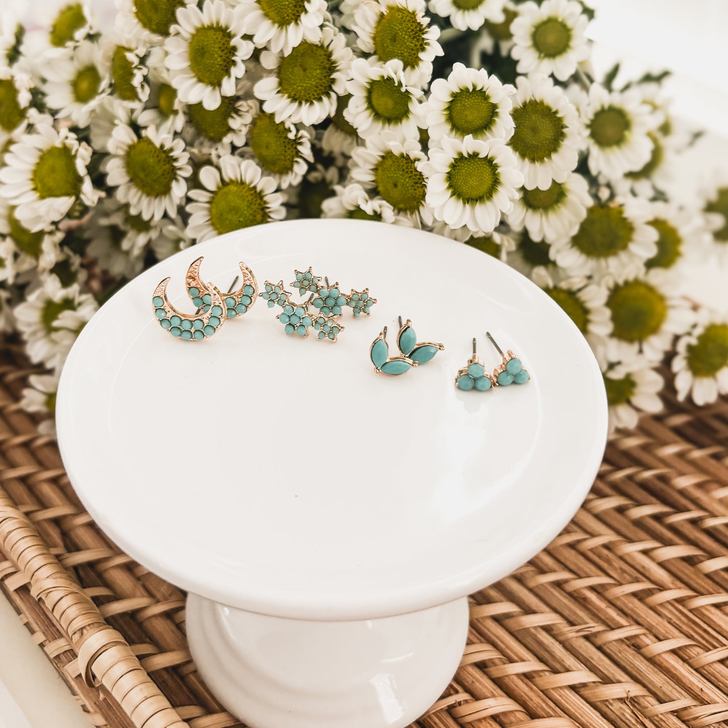 Beautiful Turquoise Earring Set - Set of 4 Studs