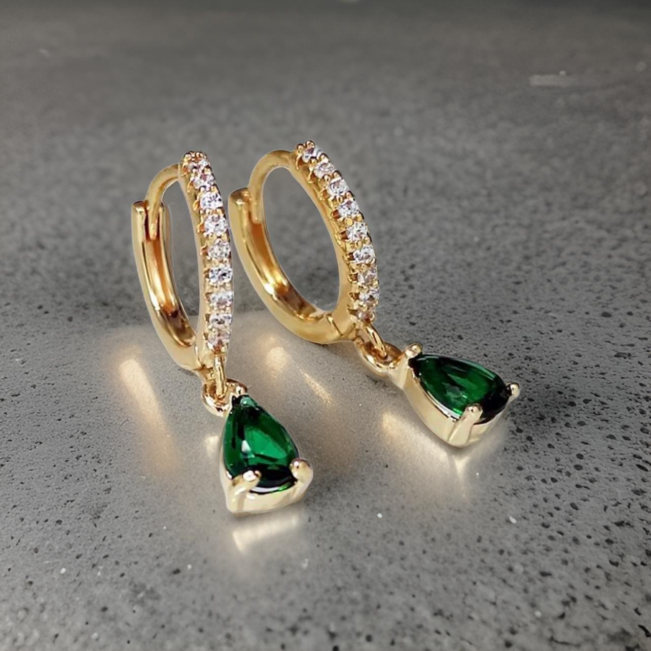 Beautiful Emerald Green Huggie Earrings