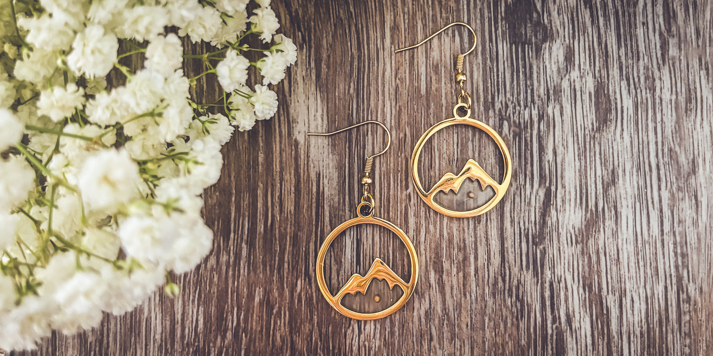 Beautiful Gold or Silver Mountain and Mustard Seed Faith Earrings