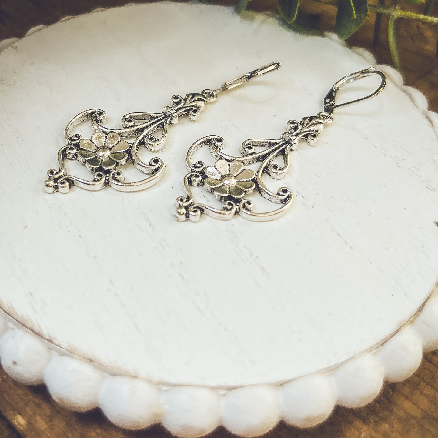 Beautiful Ornate Silver Drop Earrings