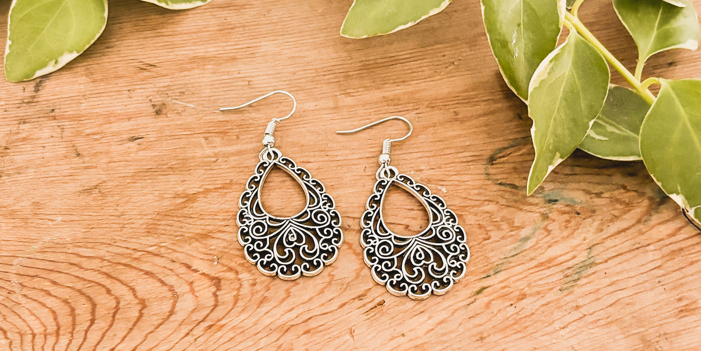 Beautiful Ornate Silver Earrings