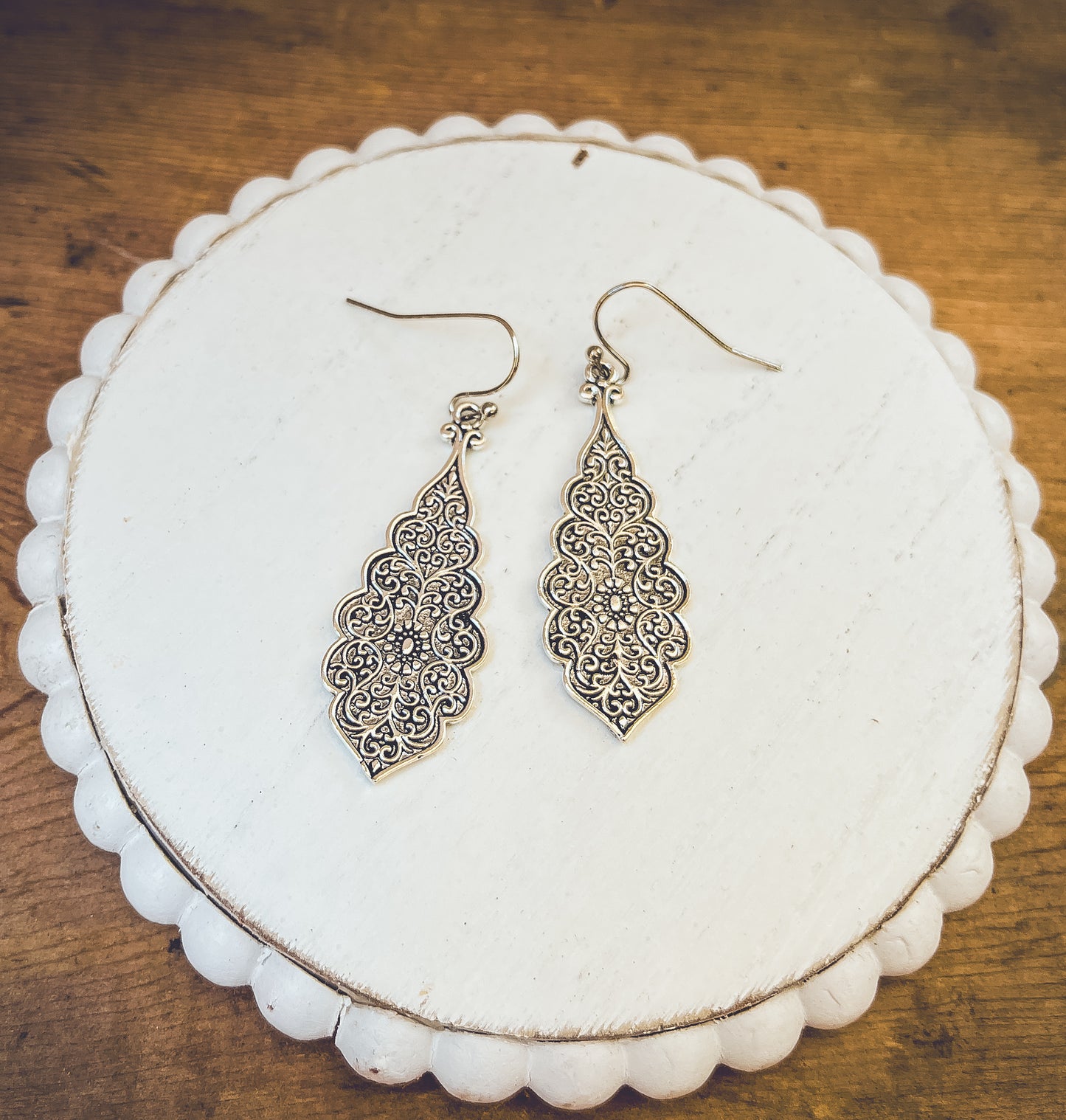 Beautiful Ornate Silver Drop Earrings