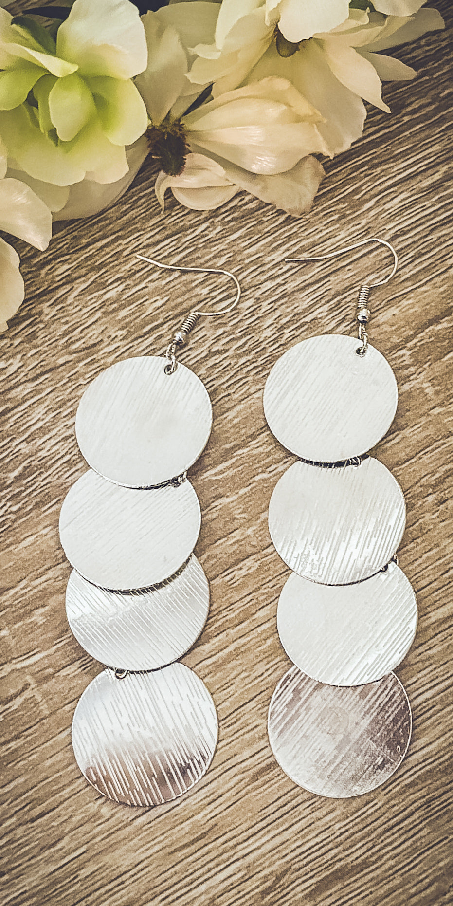 Beautiful Circular Silver Drop Earrings