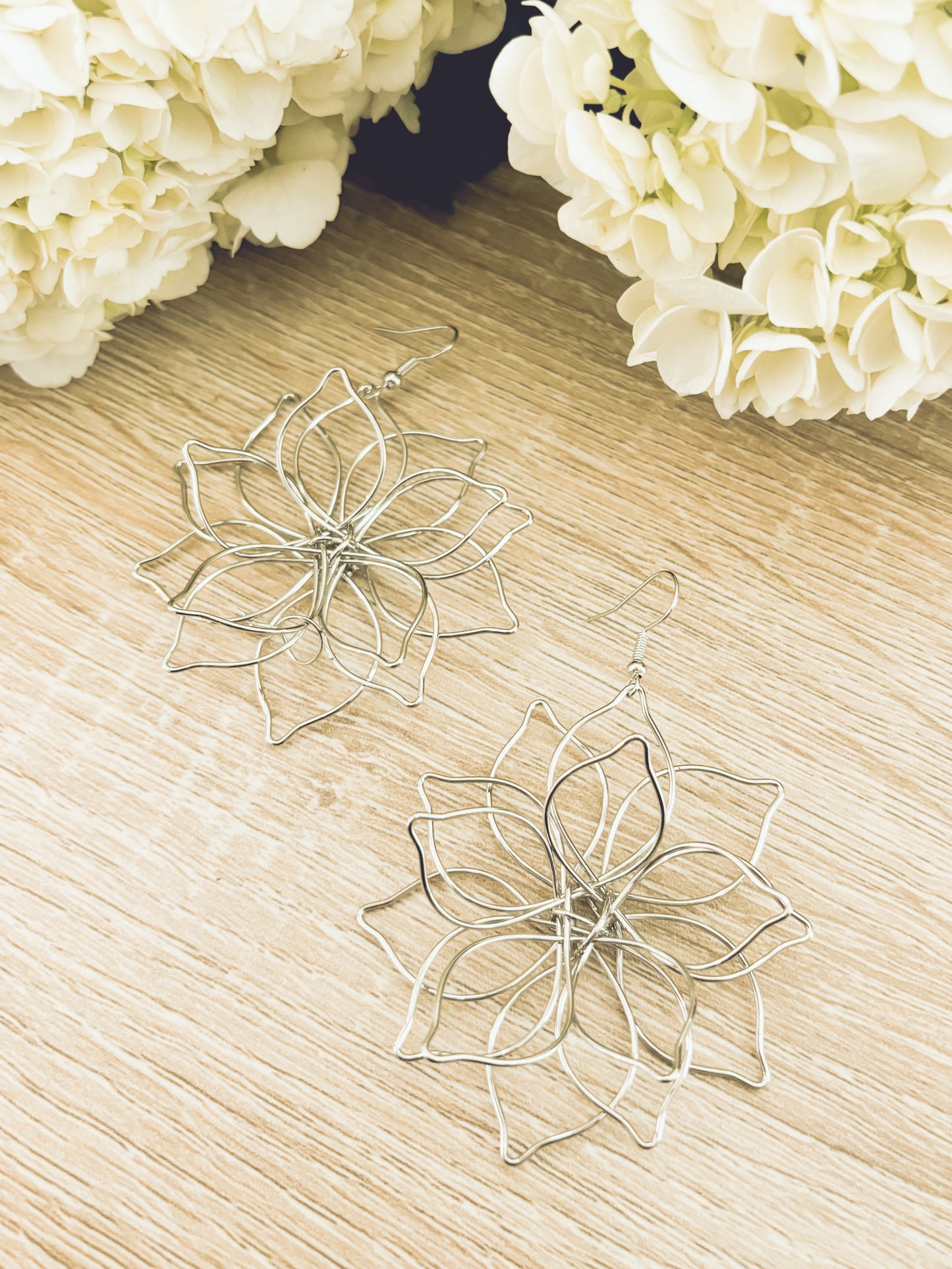 Beautiful Silver Flower Earrings