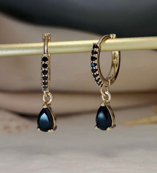 Beautiful Black Crystal Huggie Earrings