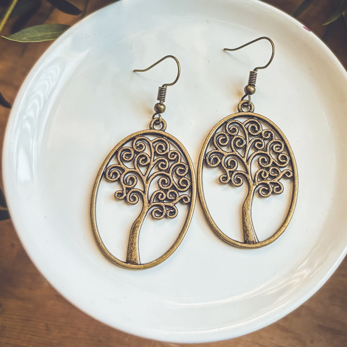 Beautiful Bronze Swirling Tree Earrings