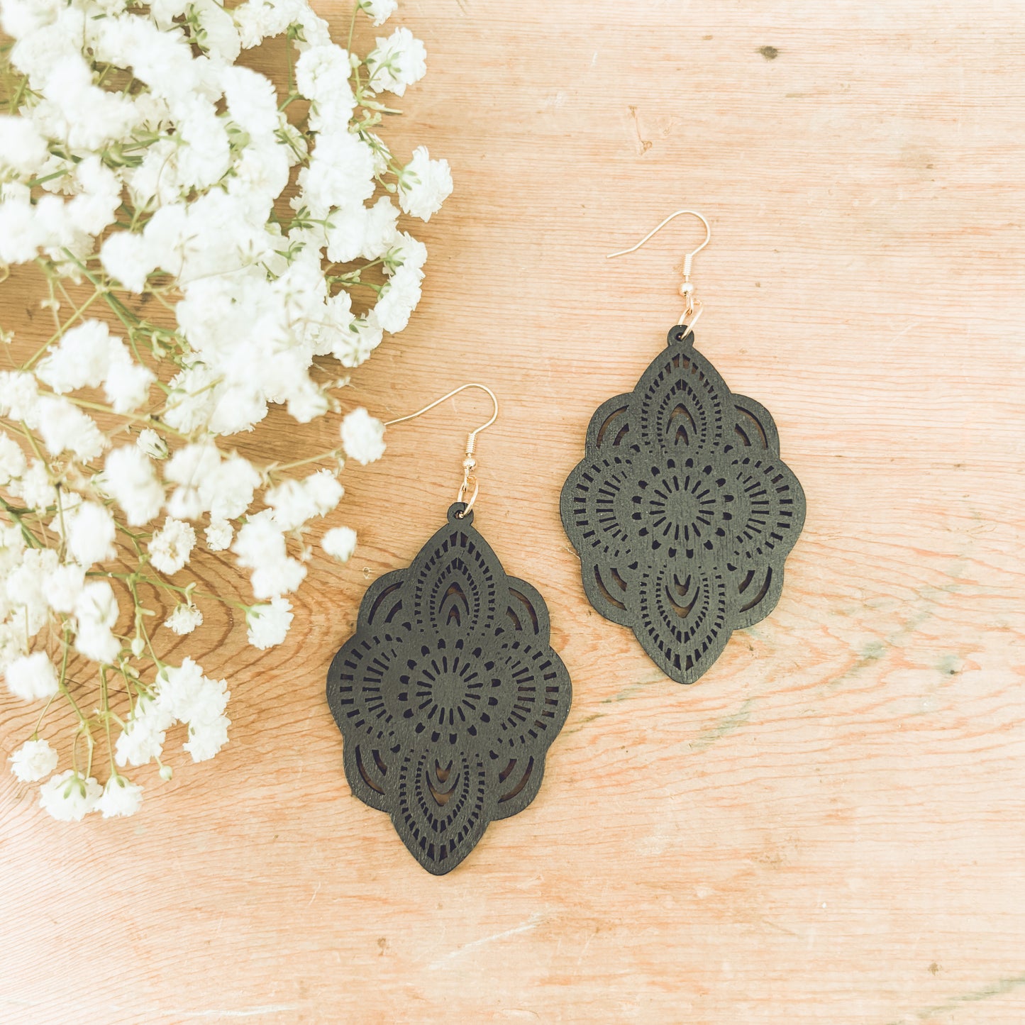 Beautiful Black Wood Earrings