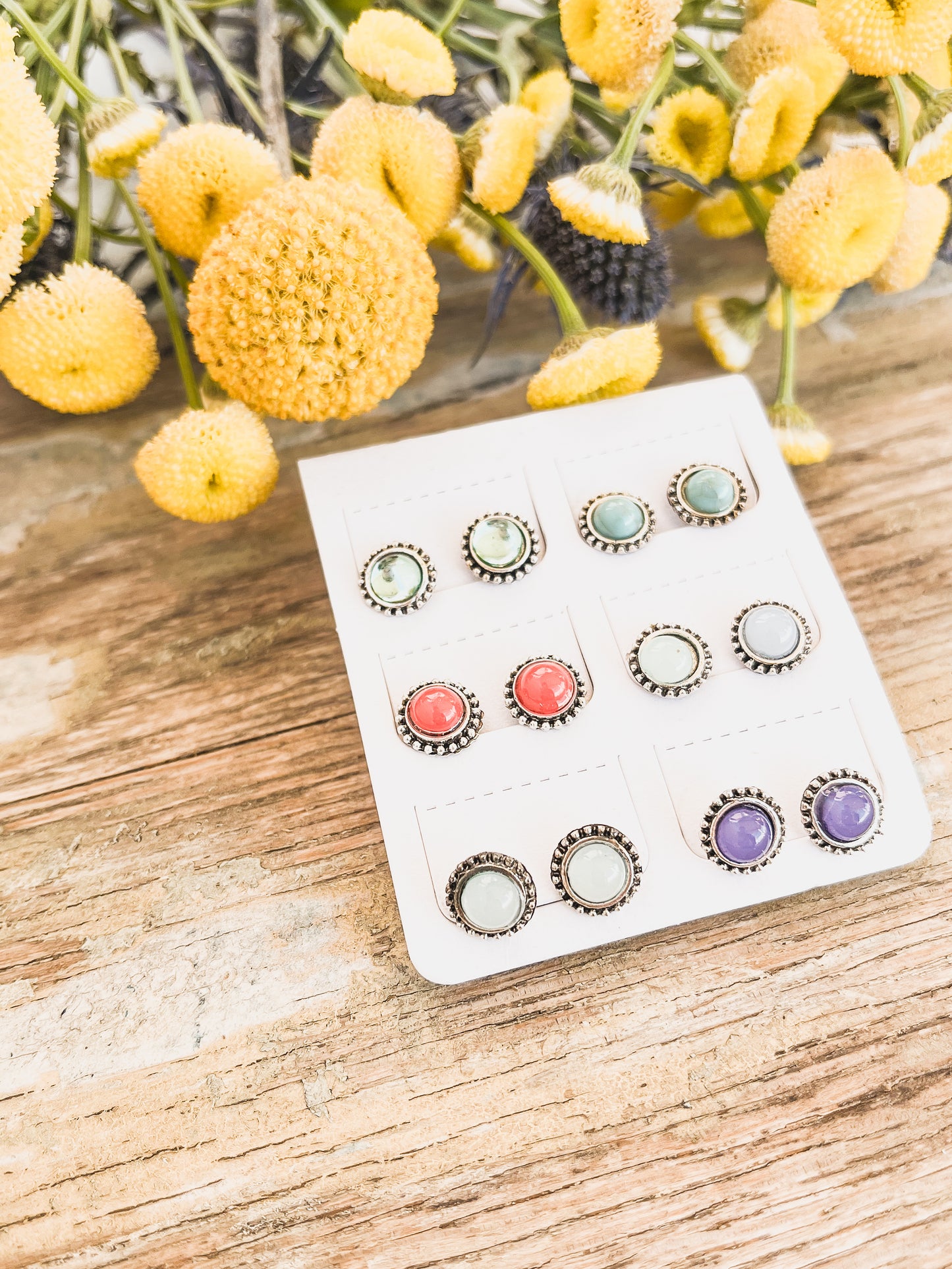 Beautiful Colorful Stud Set - Set of 6