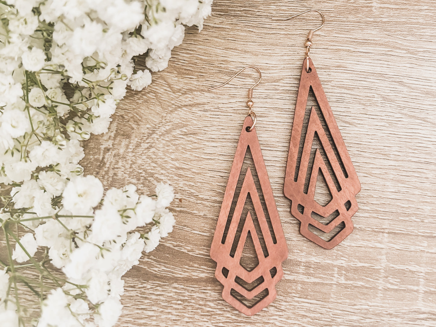 Beautiful Boho Wooden Drop Earrings