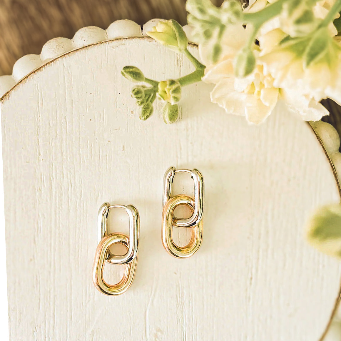 Beautiful Gold and Silver Link Earrings