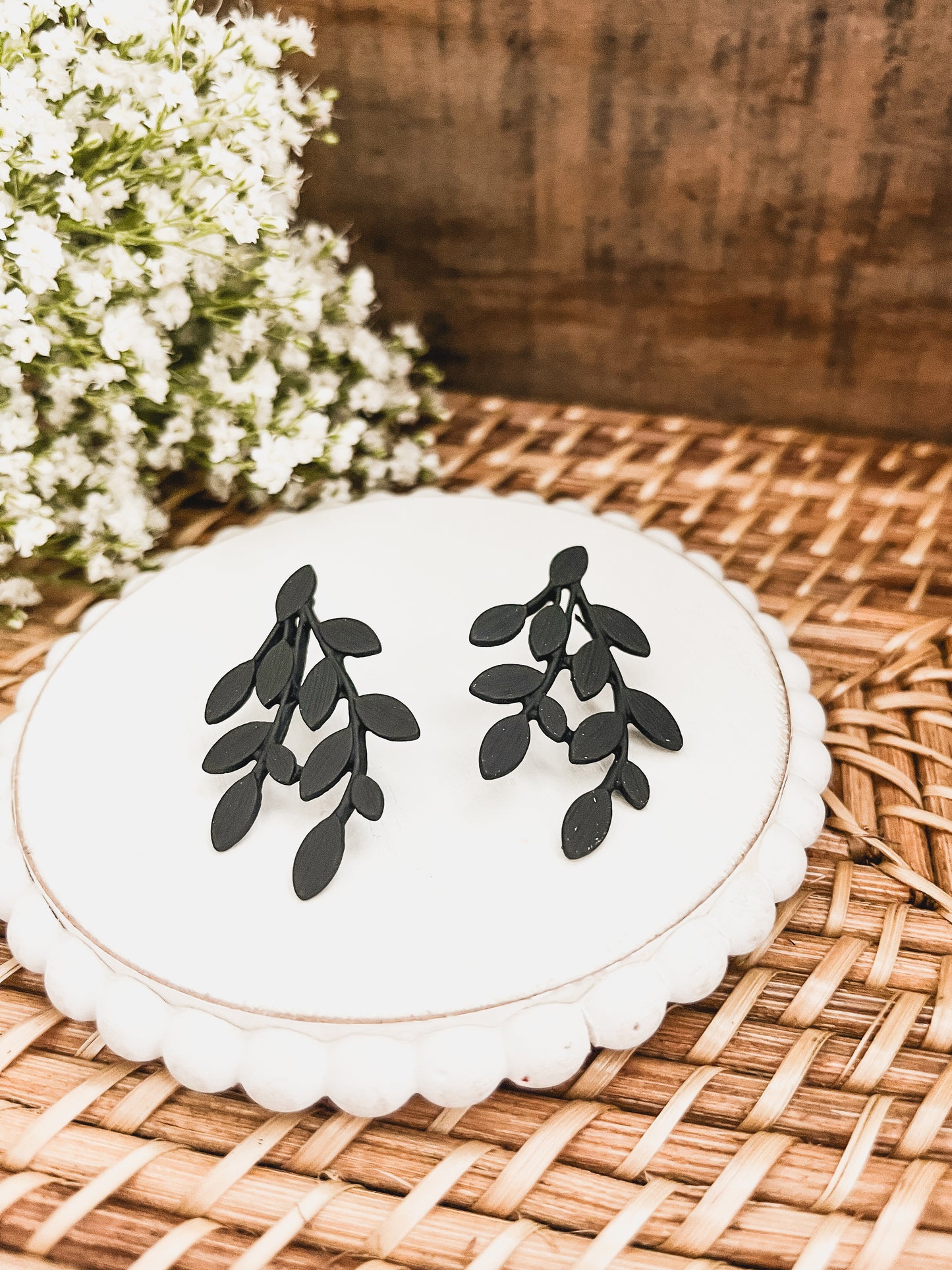 Beautiful Black Leaf Earrings