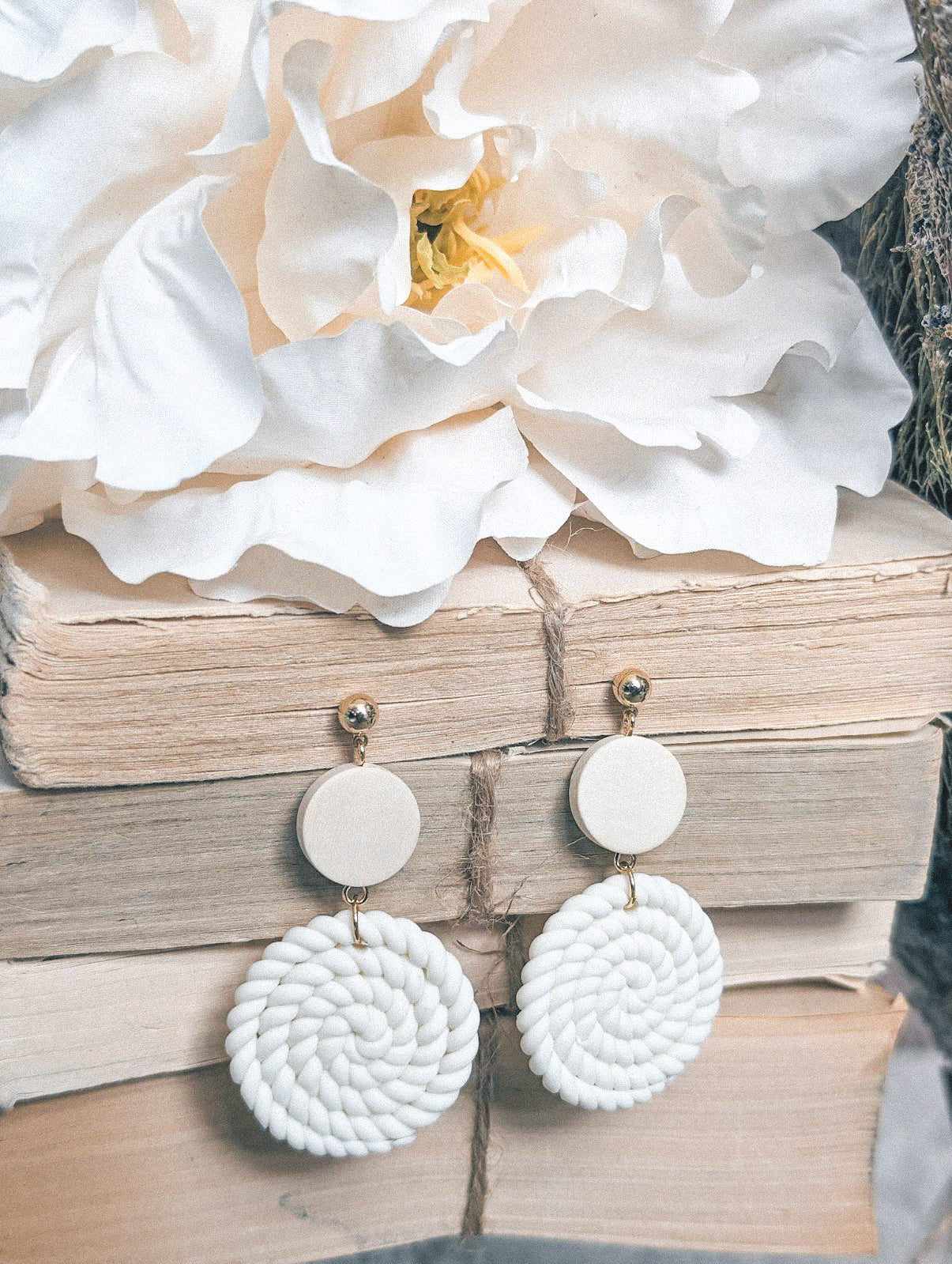 Beautiful Cream Clay Earrings