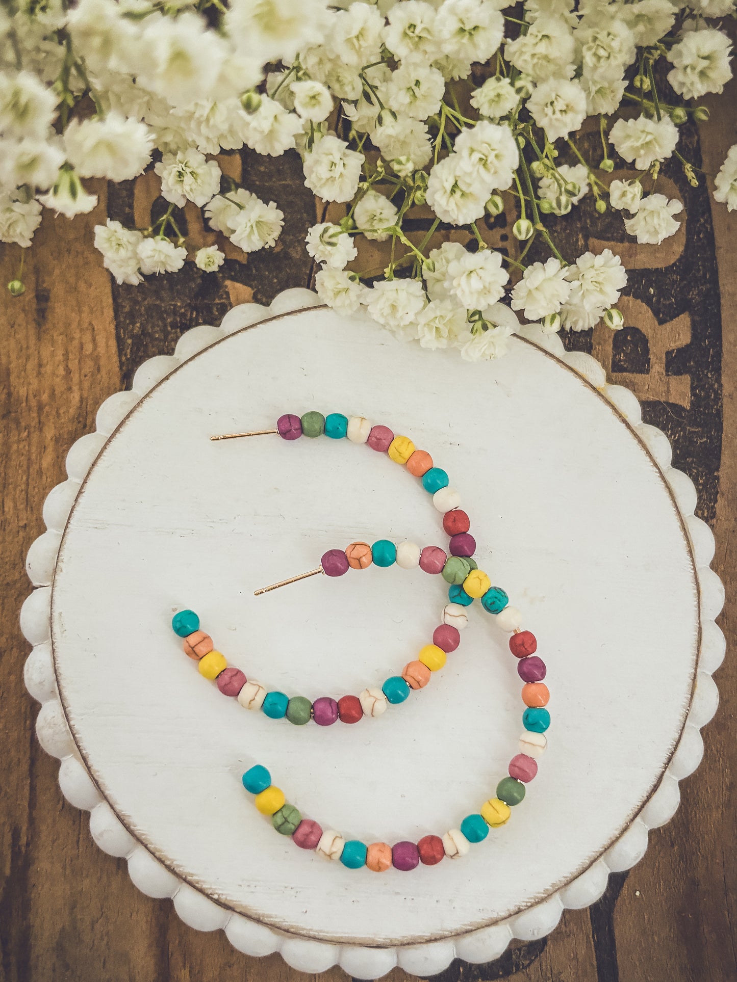 Beautiful Colorful Beaded Hoop Earrings