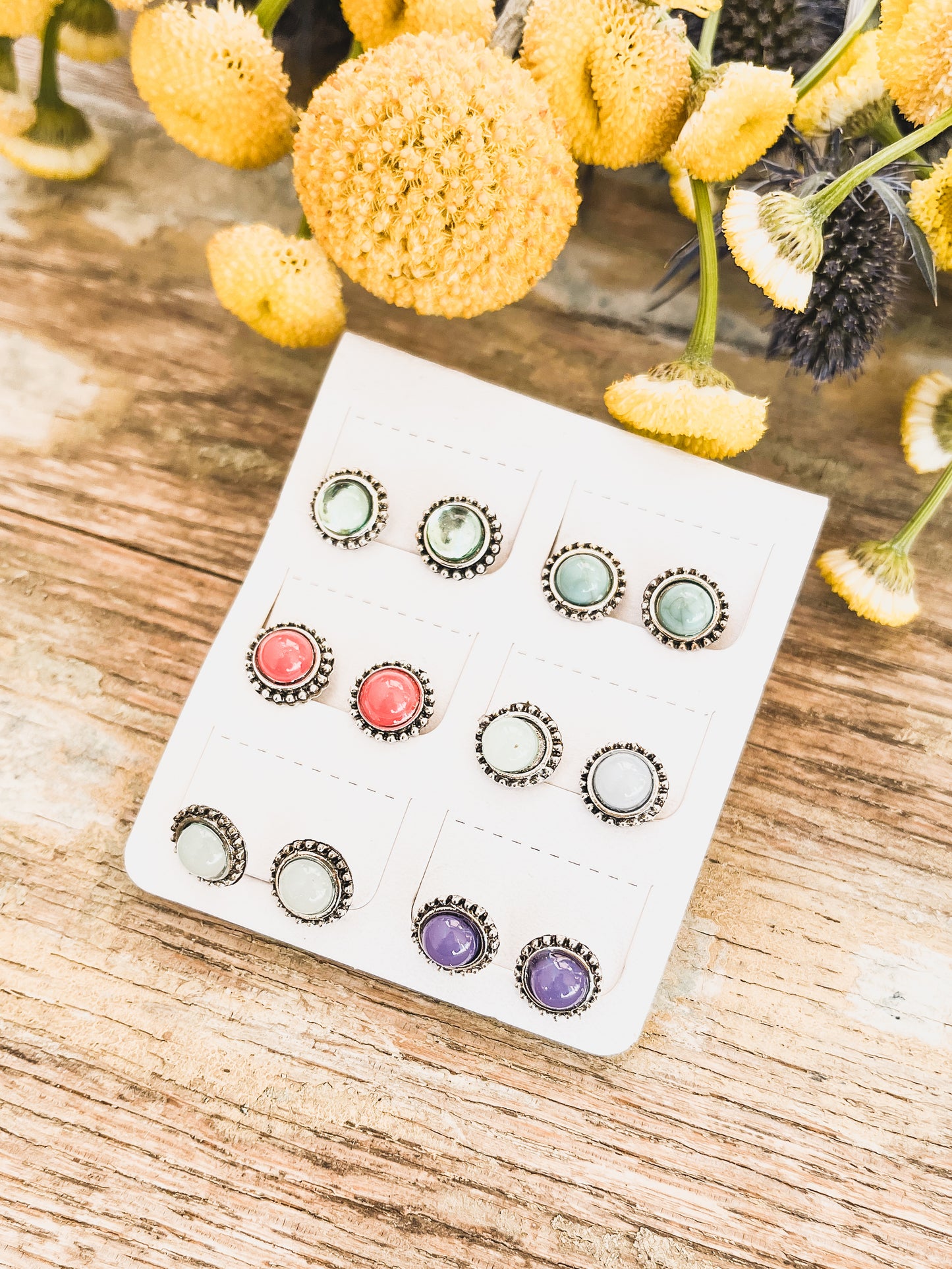 Beautiful Colorful Stud Set - Set of 6