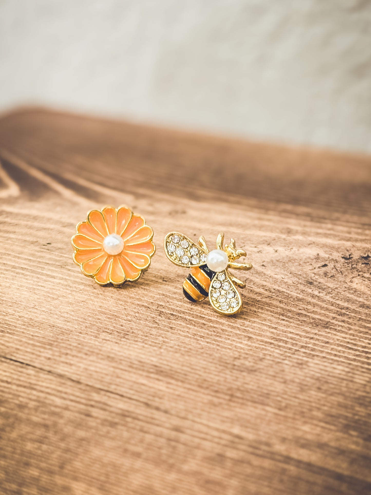 Adorable Bumble Bee and Flower Earrings