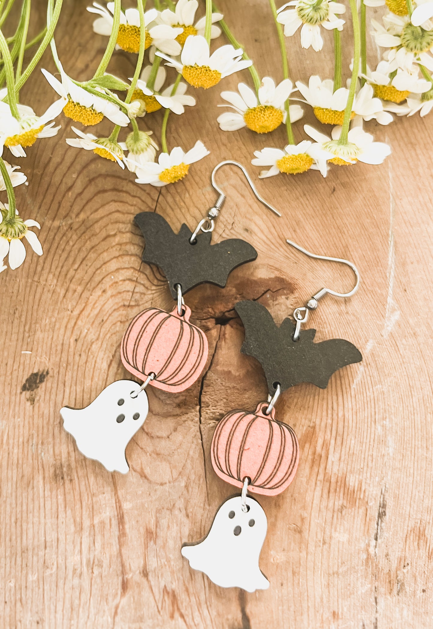 Adorable Wooden Halloween Earrings