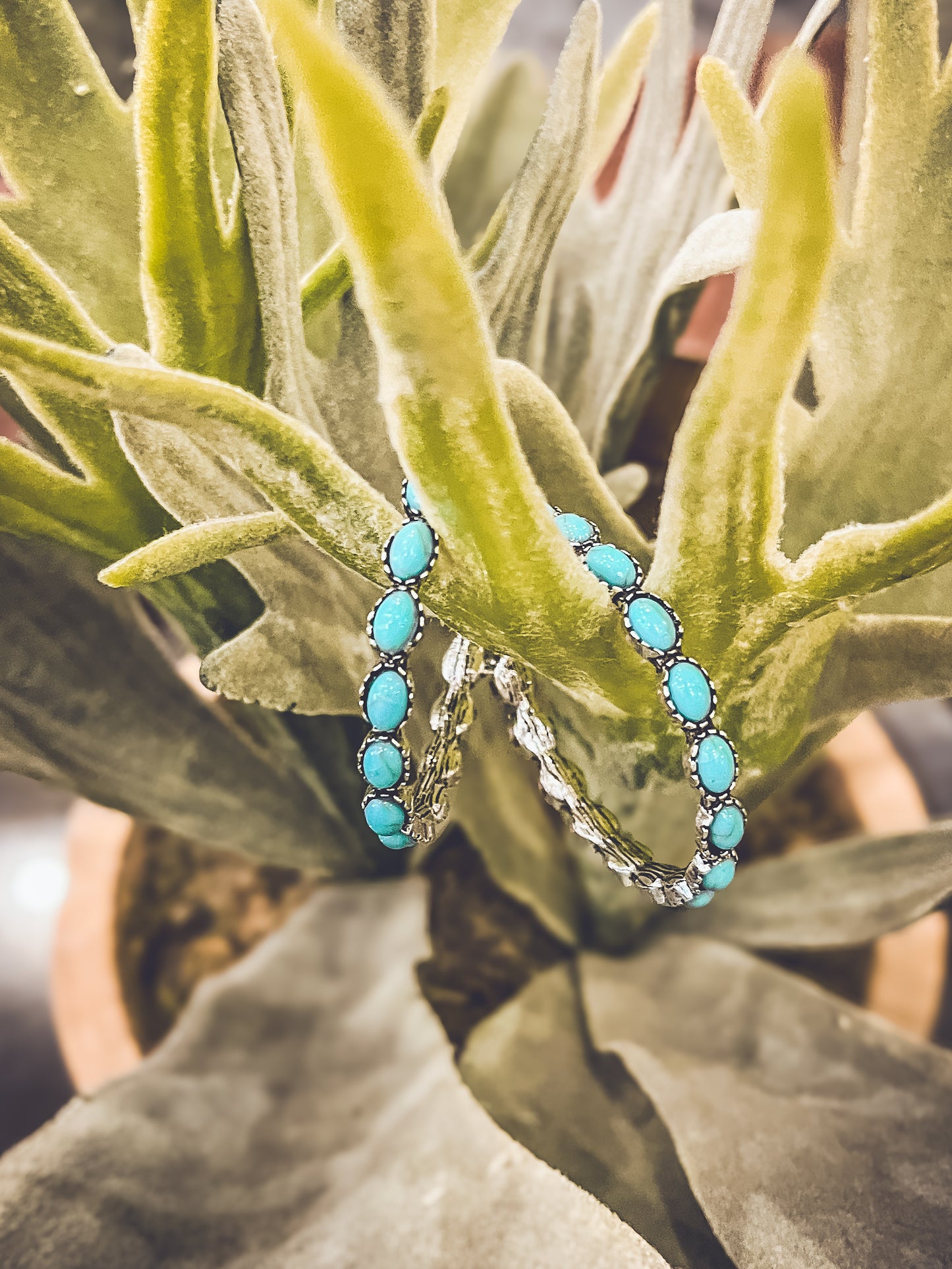 Beautiful Turquoise Hoop Earrings