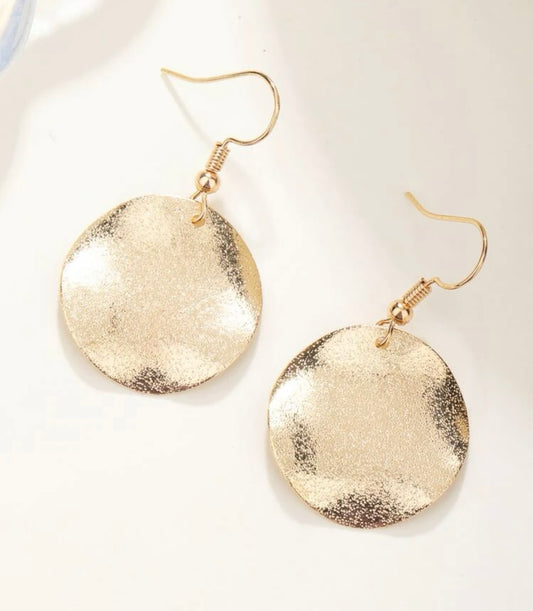 Beautiful Hammered Gold Drop Earrings