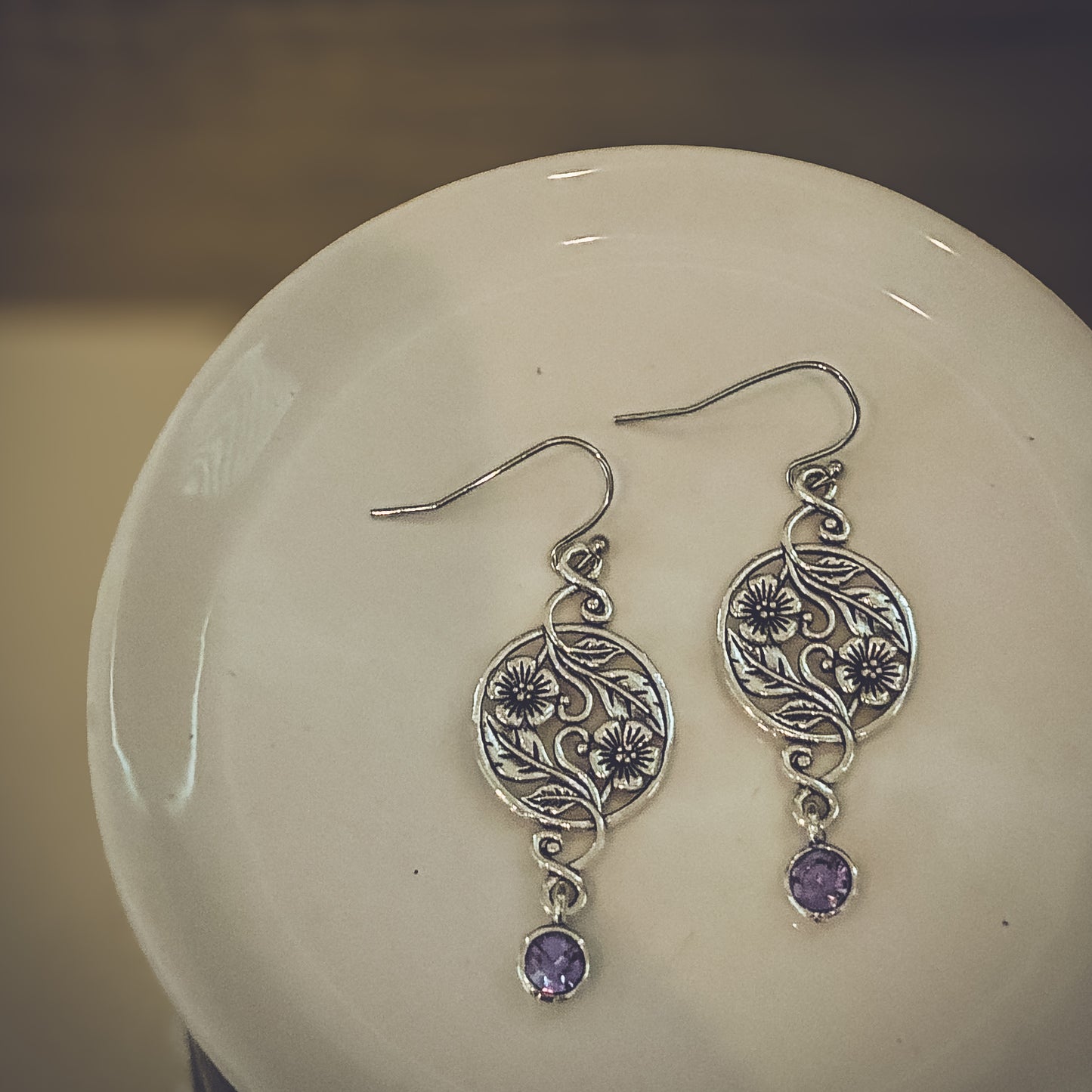 Beautiful Bohemian Purple and Silver Earrings