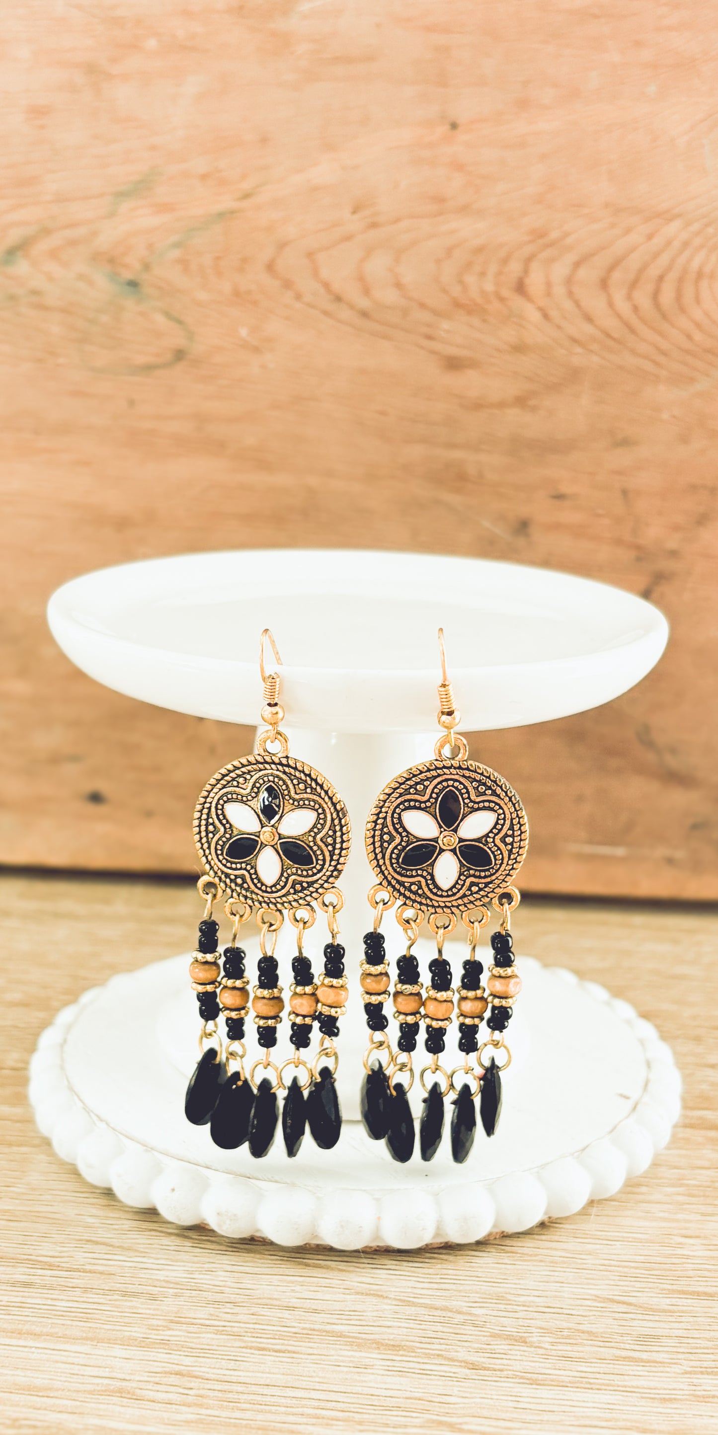 Beautiful Black Boho Chandelier Earrings