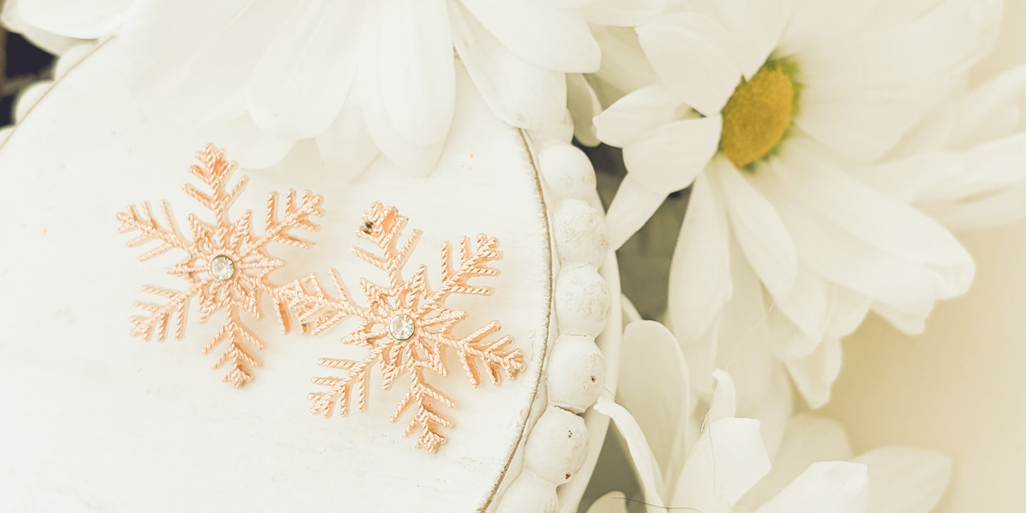 Beautiful Gold and Crystal Snowflake Earrings