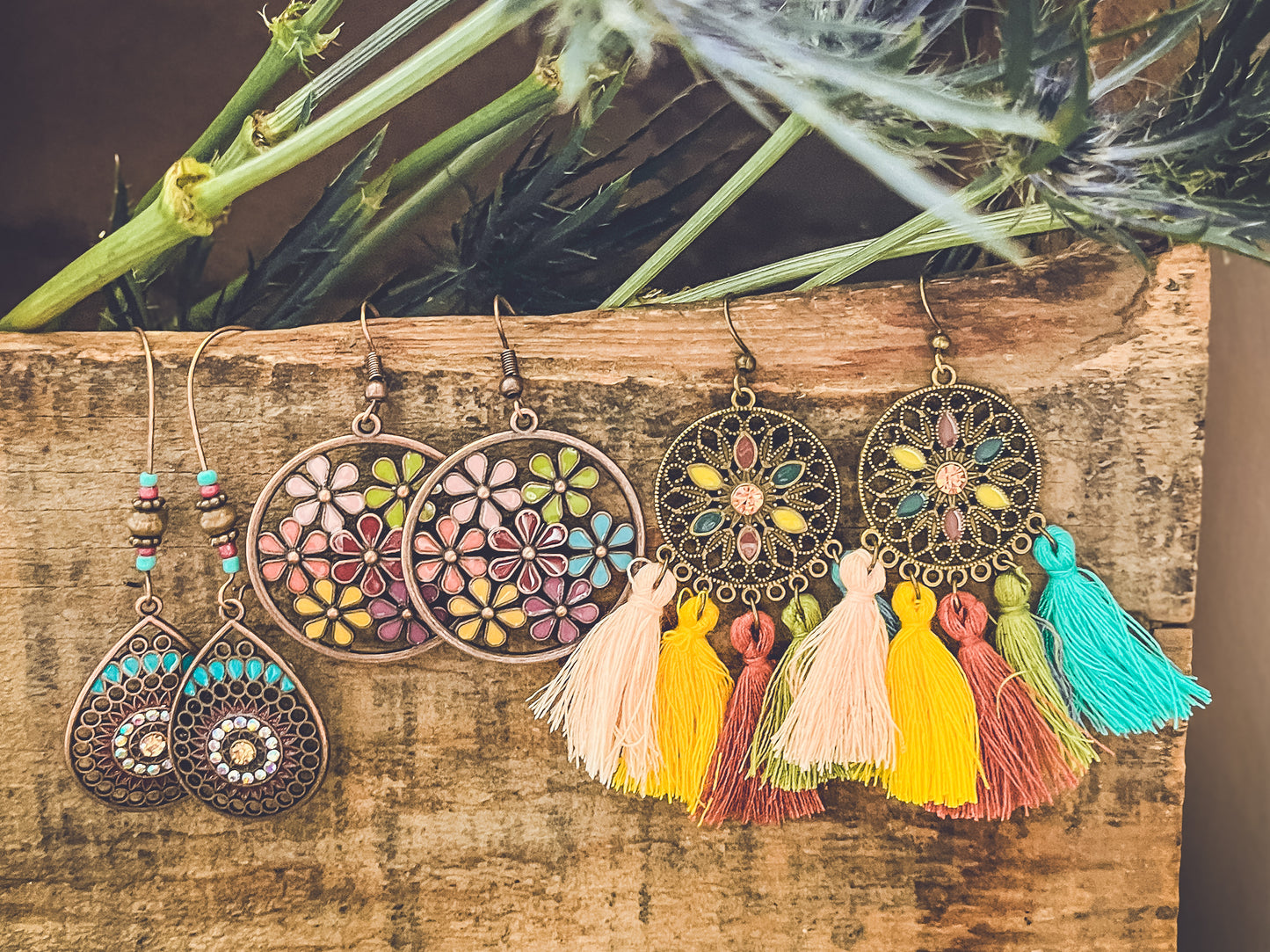 Beautiful Colorful Bohemian Earring Set - Set of 3