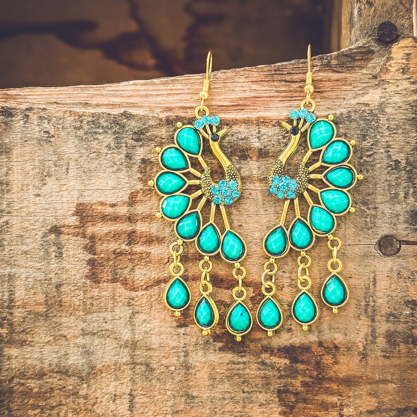 Beautiful Turquoise Peacock Earrings