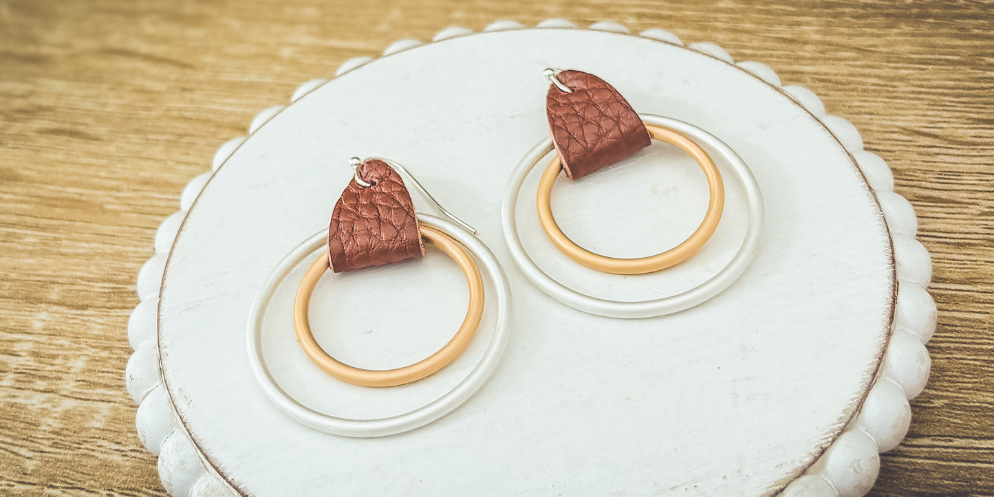 Beautiful Leather Double Hoops