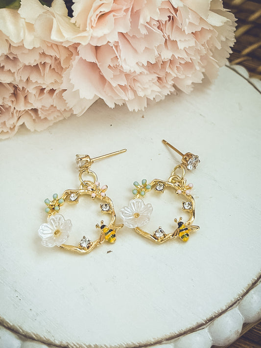 Gold Bumble Bee Earrings