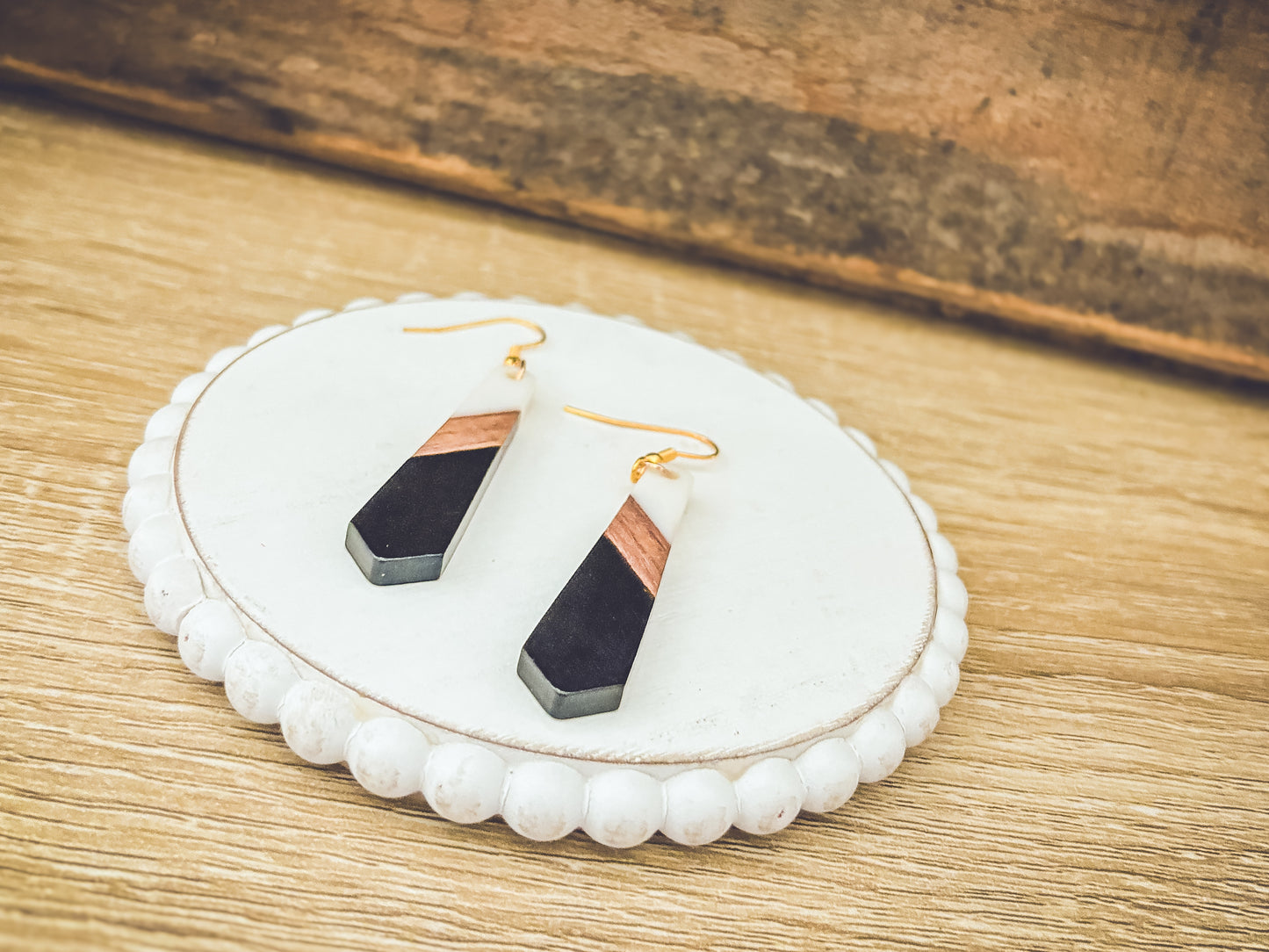 Beautiful Wood and Resin Earrings