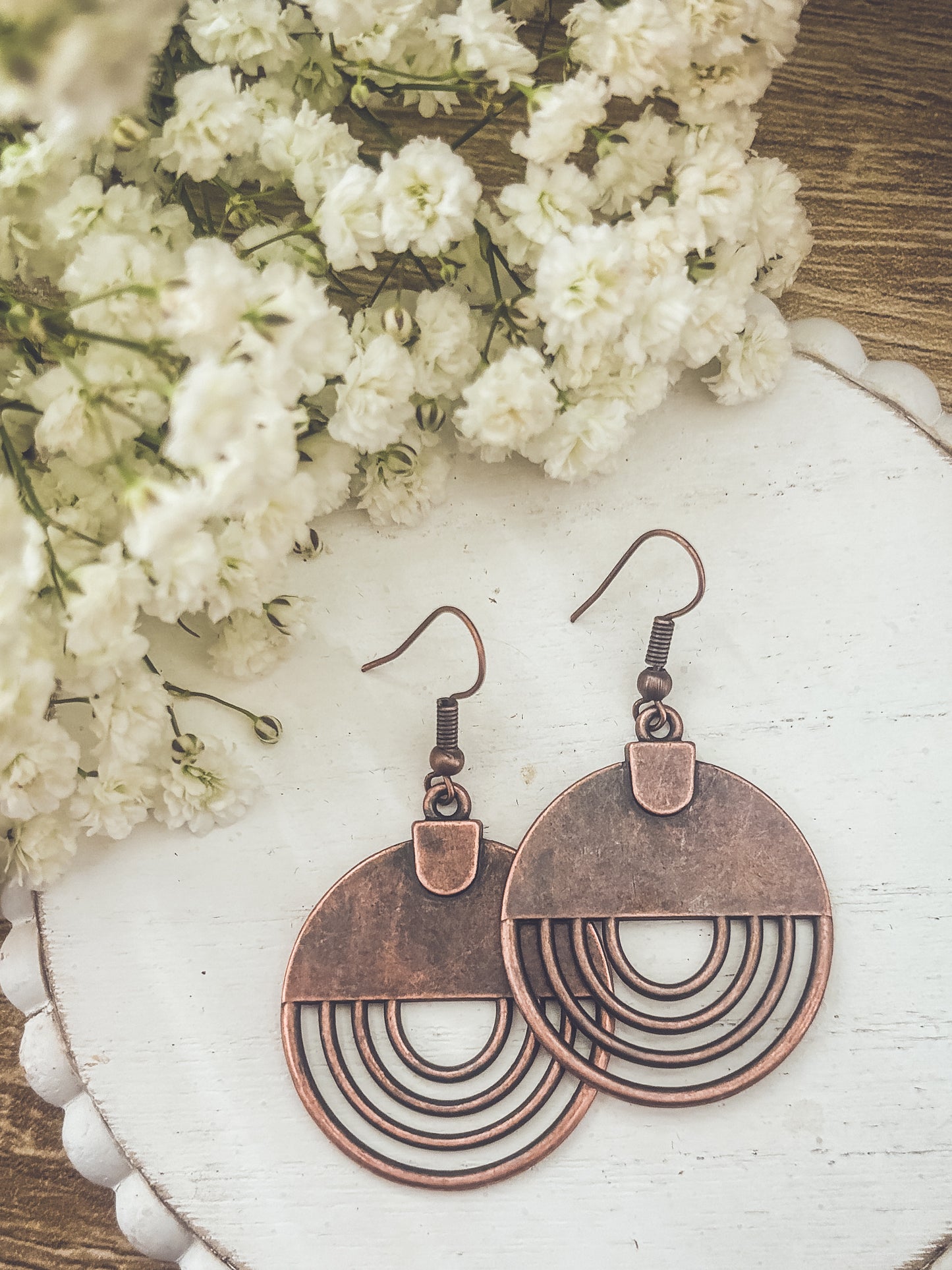 Boho Copper Round Earrings