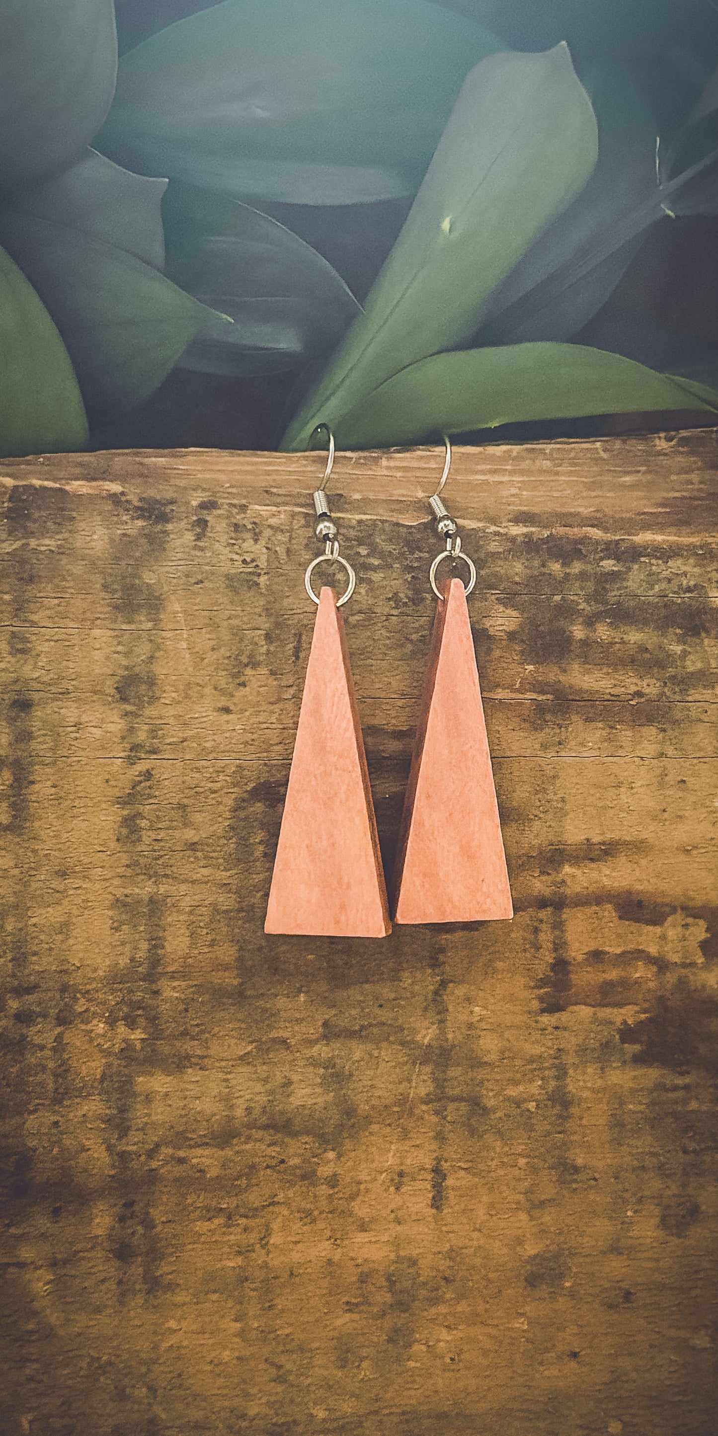 Beautiful Boho Triangle Wooden Drop Earrings