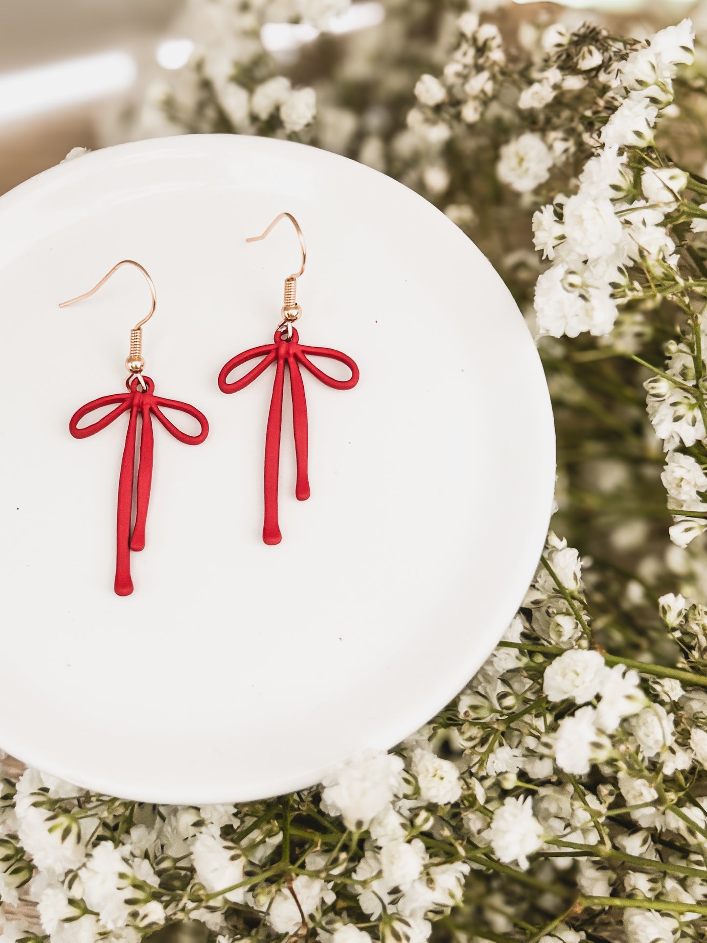 Adorable Red Bow Earrings