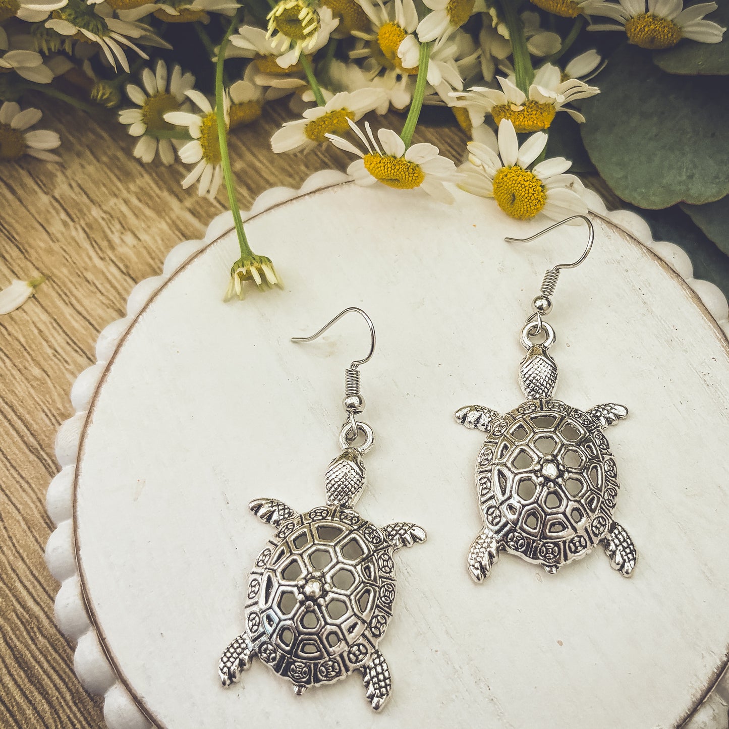 Silver Turtle Earrings