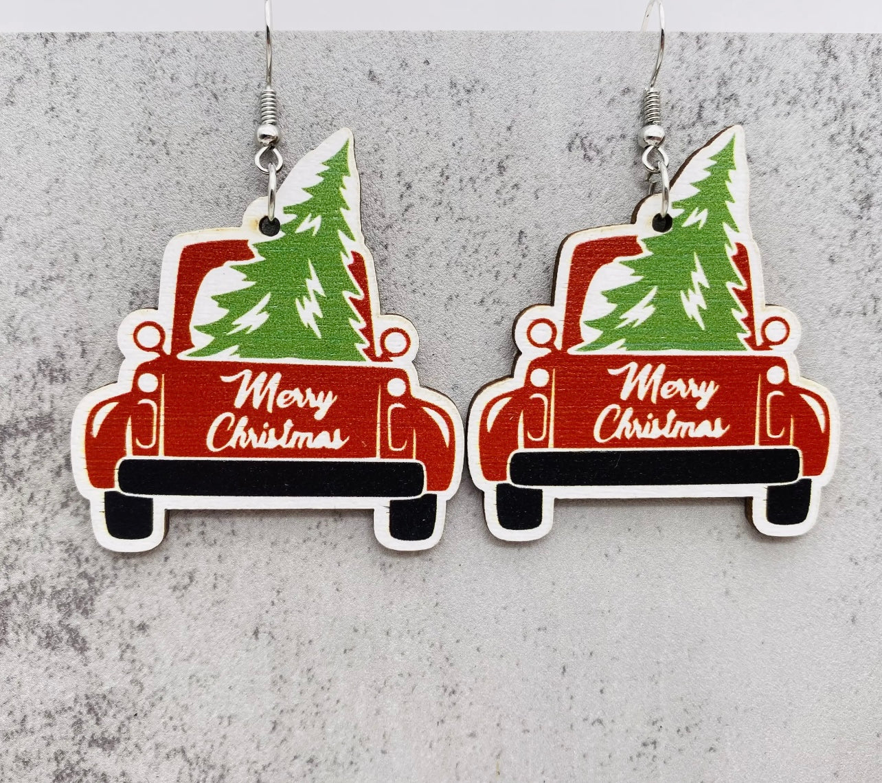 Adorable Vintage Wood Christmas Earrings