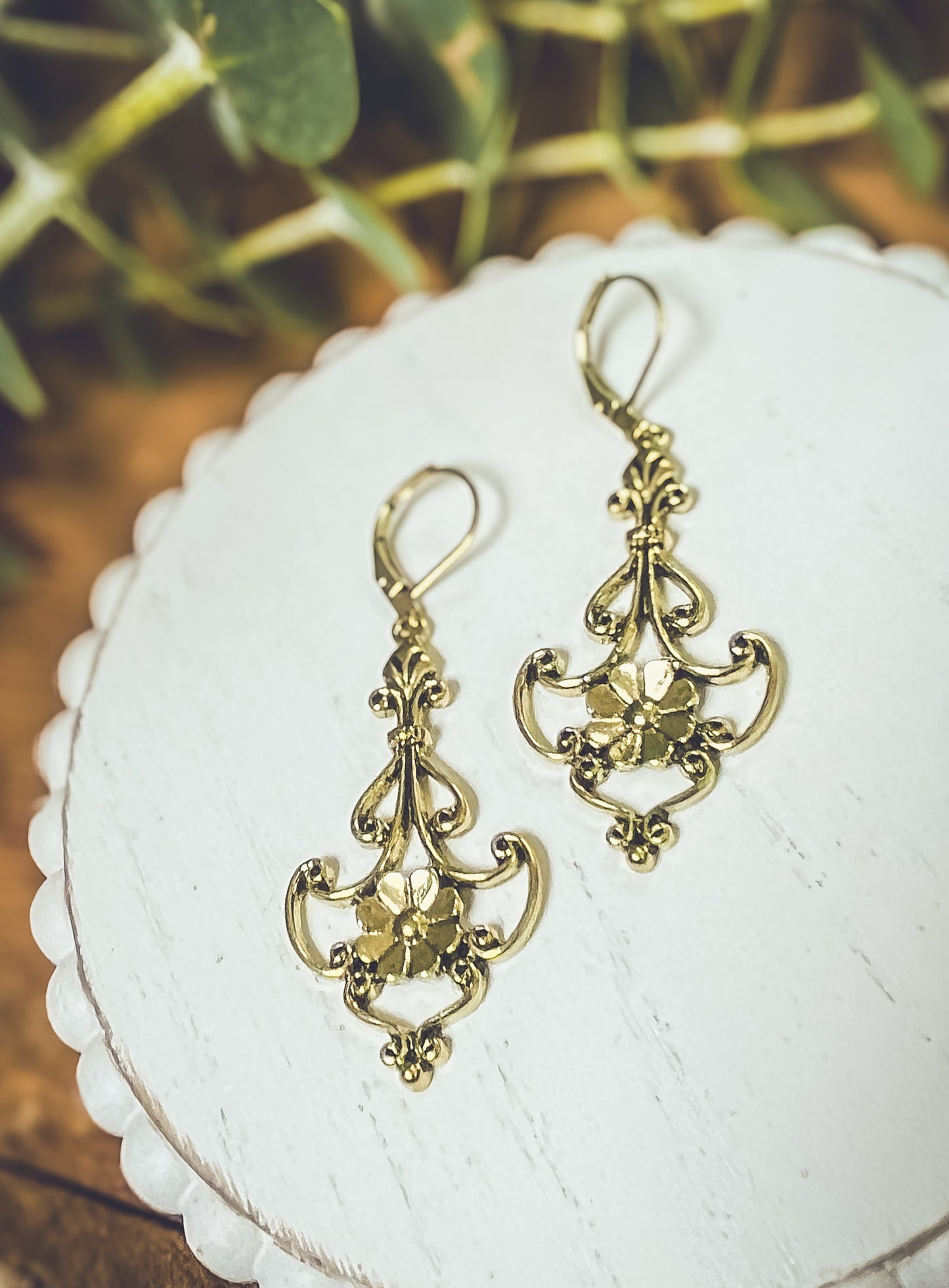 Beautiful Ornate Gold Drop Earrings