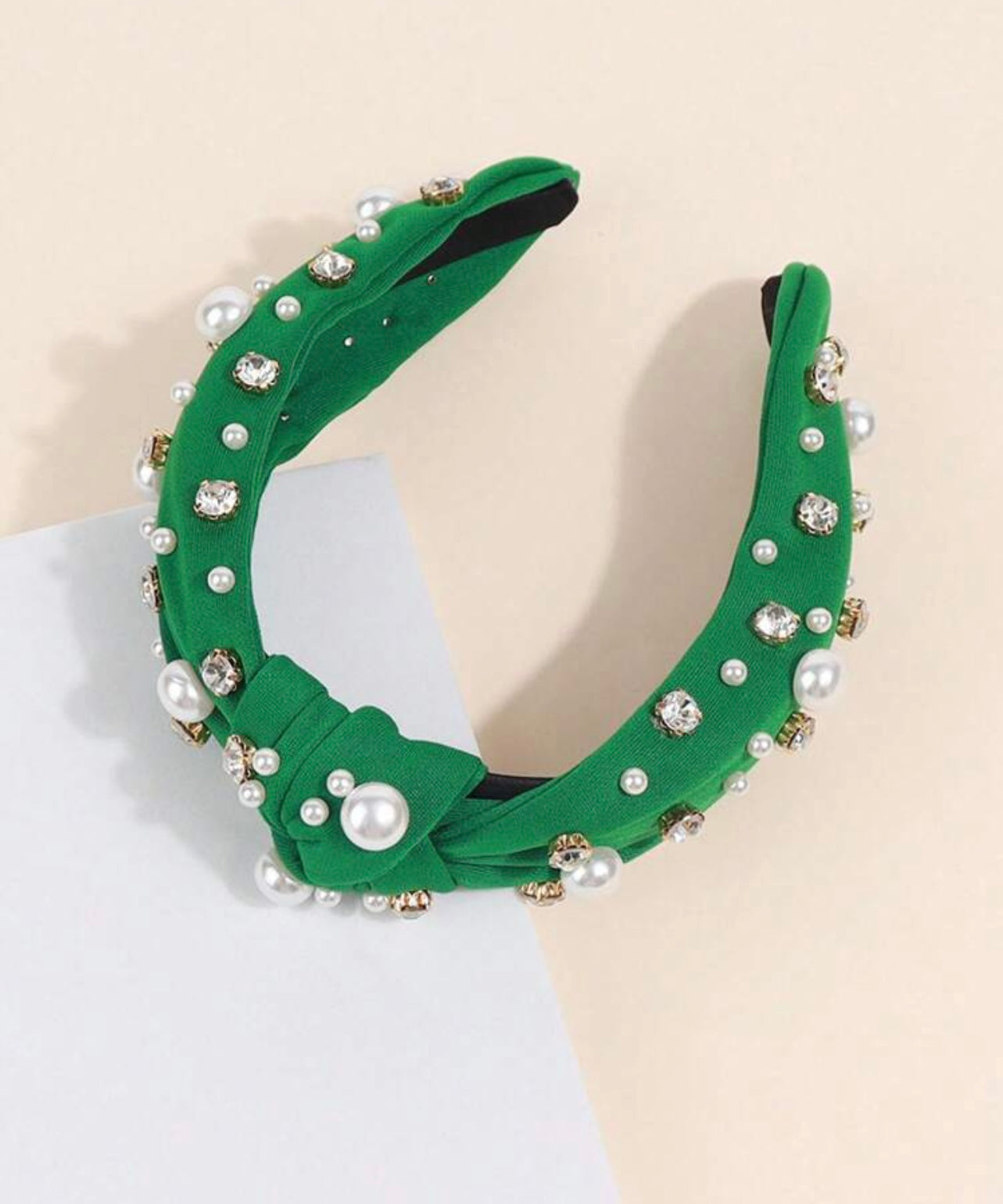 Beautiful Green and Pearl Headband