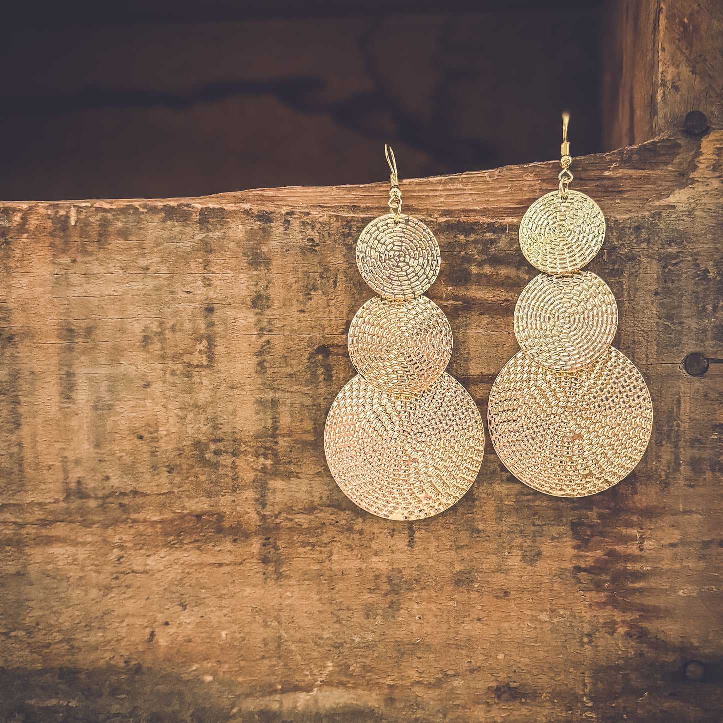 Beautiful Gold Disc Drop Earrings