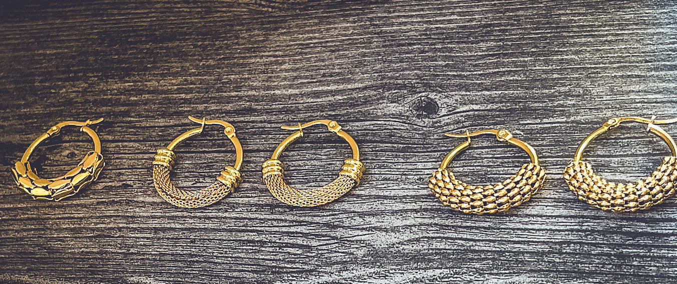 Beautiful 3 Pair Set of Gold Hoop Earrings