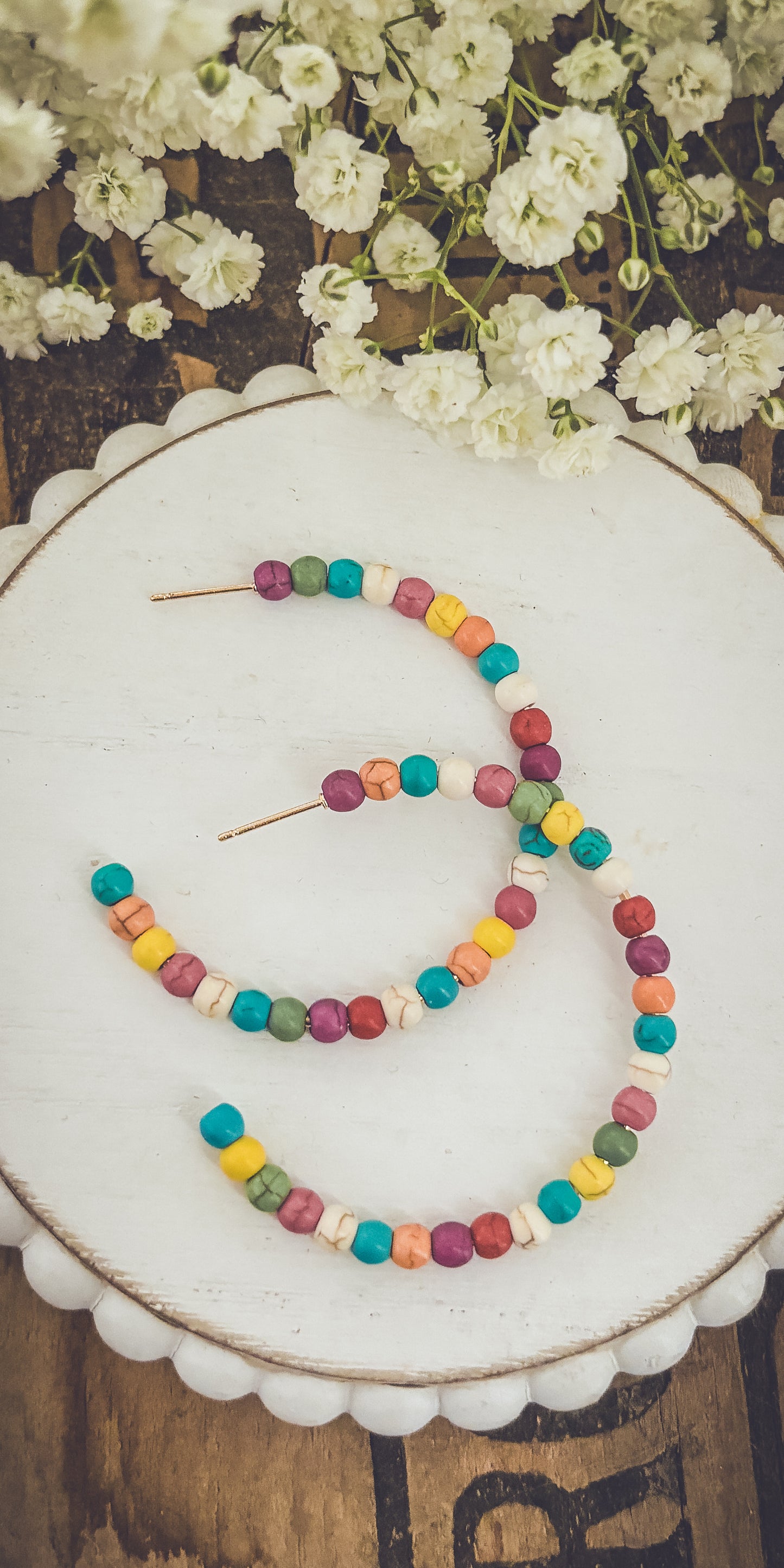 Beautiful Colorful Beaded Hoop Earrings