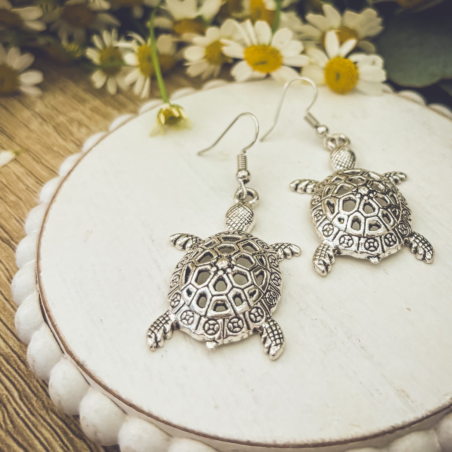 Silver Turtle Earrings