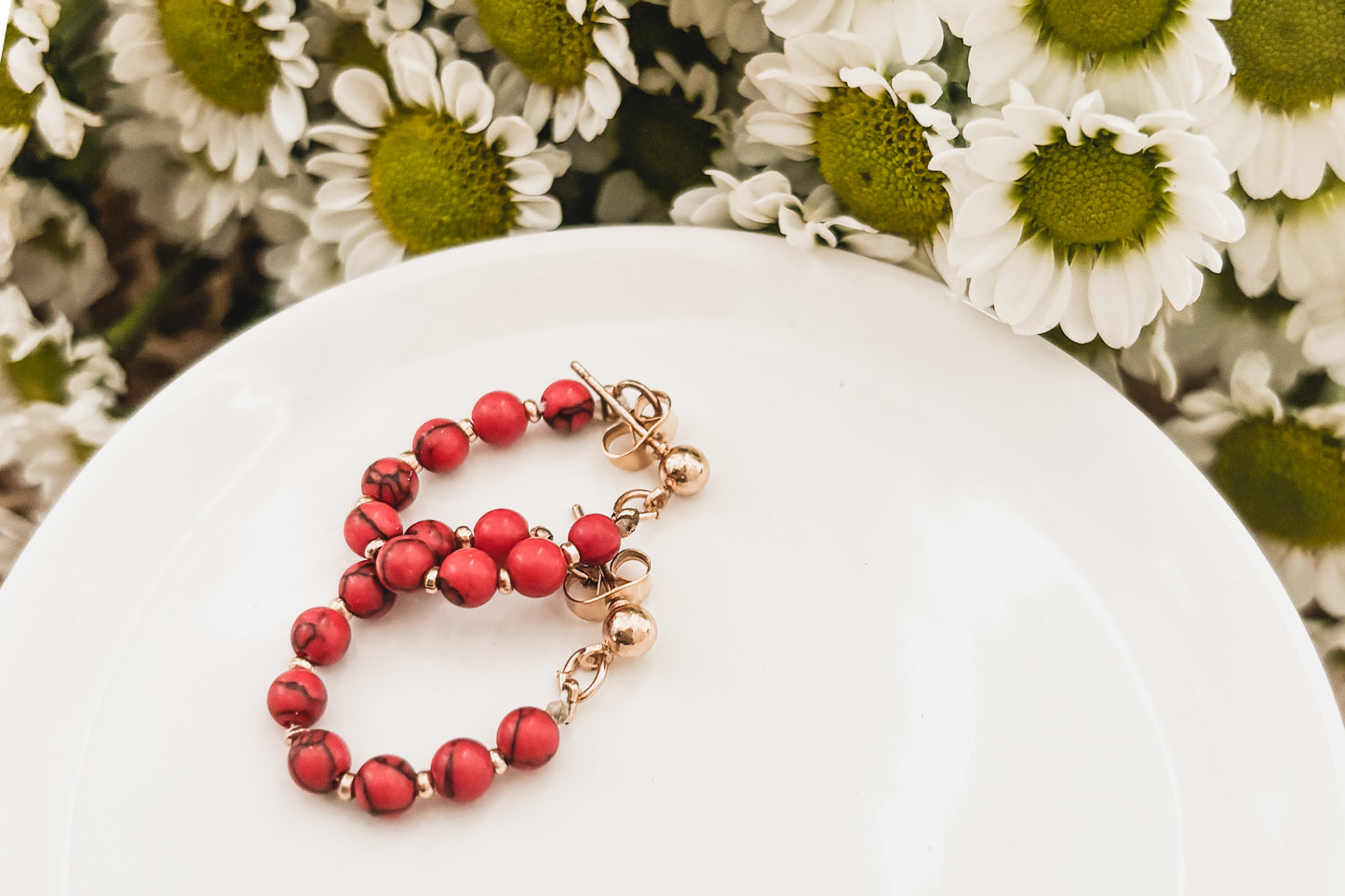 Beautiful Red Huggie Hoops