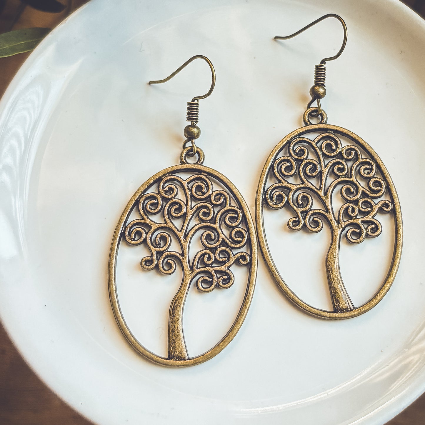 Beautiful Bronze Swirling Tree Earrings