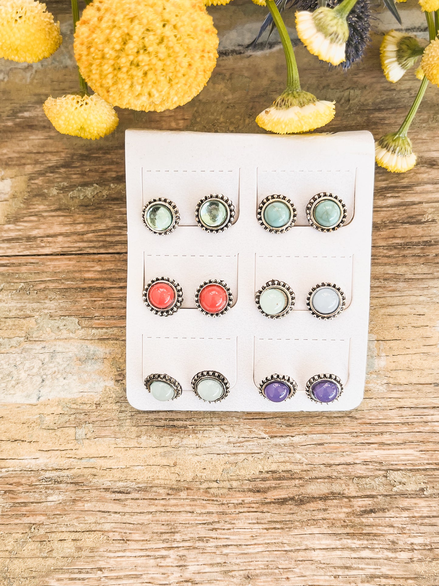 Beautiful Colorful Stud Set - Set of 6