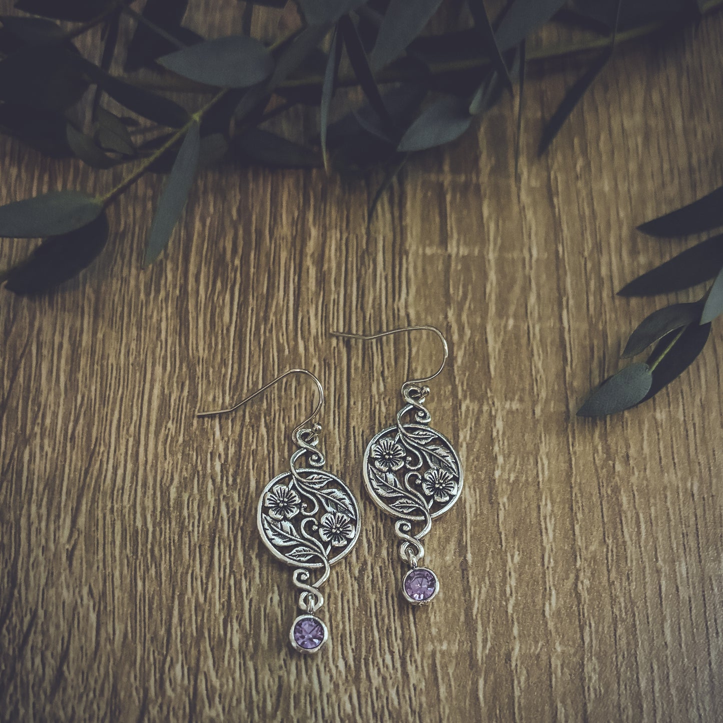 Beautiful Bohemian Purple and Silver Earrings