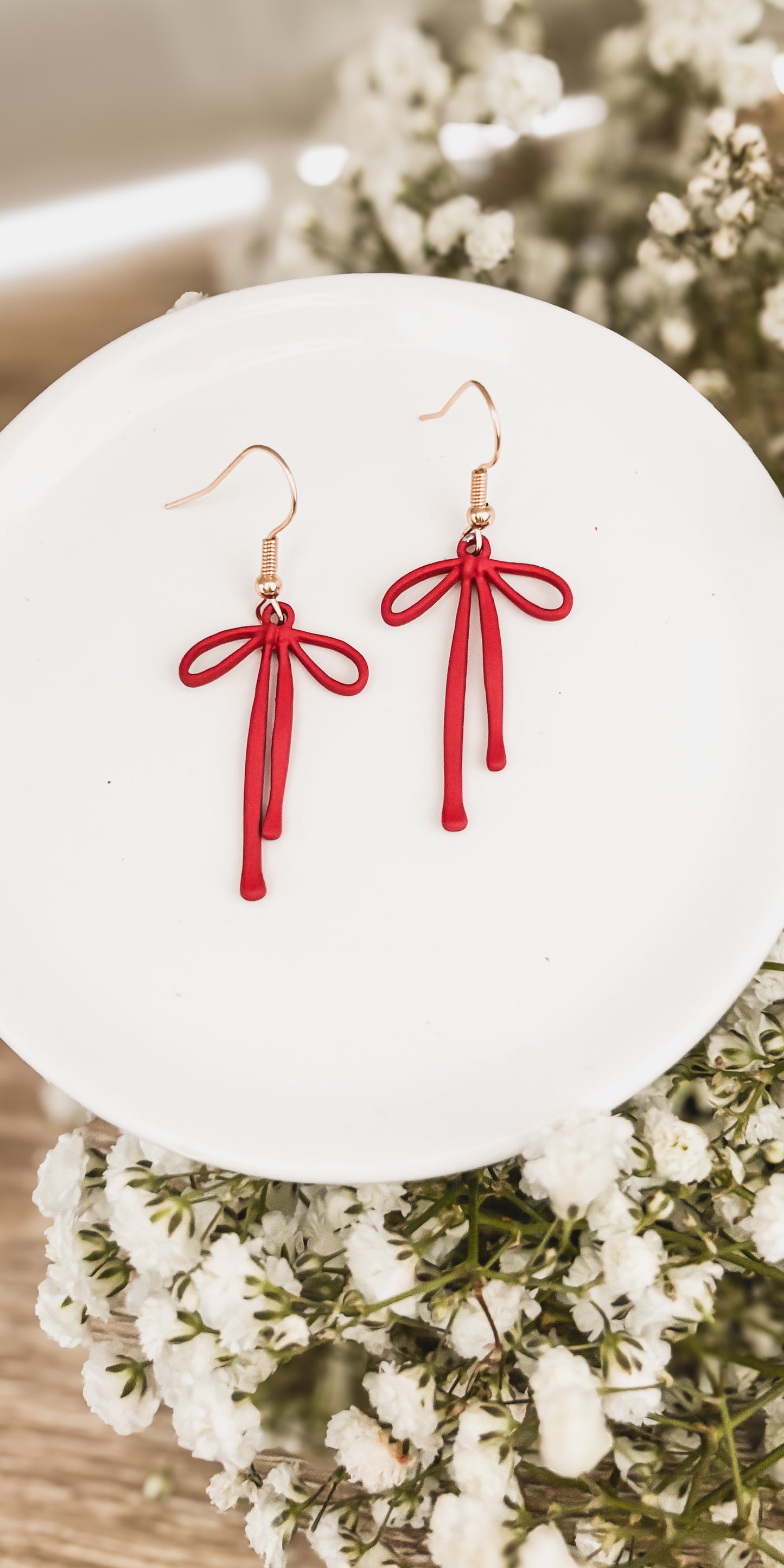 Adorable Red Bow Earrings