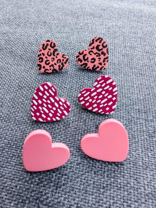 Beautiful 3 Piece Heart Earring Set