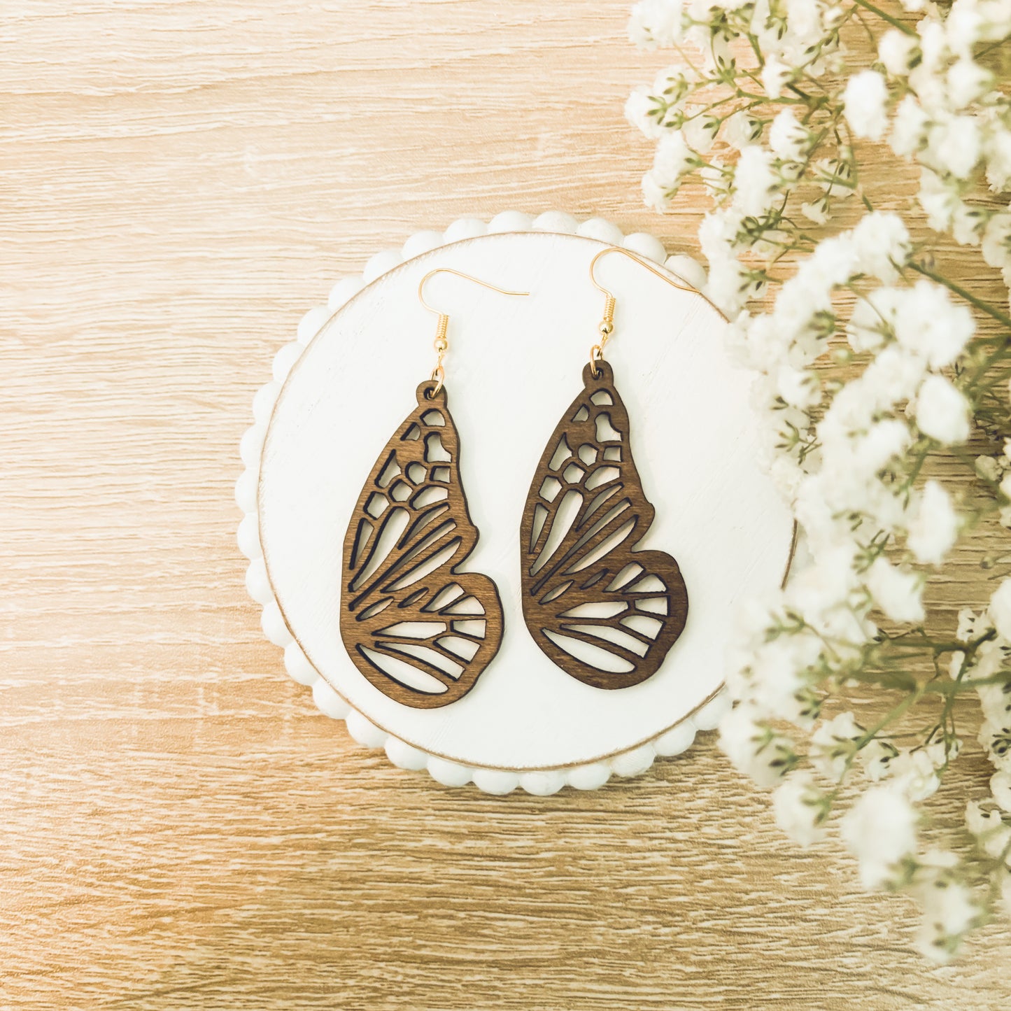 Beautiful Butterfly Wood Earrings