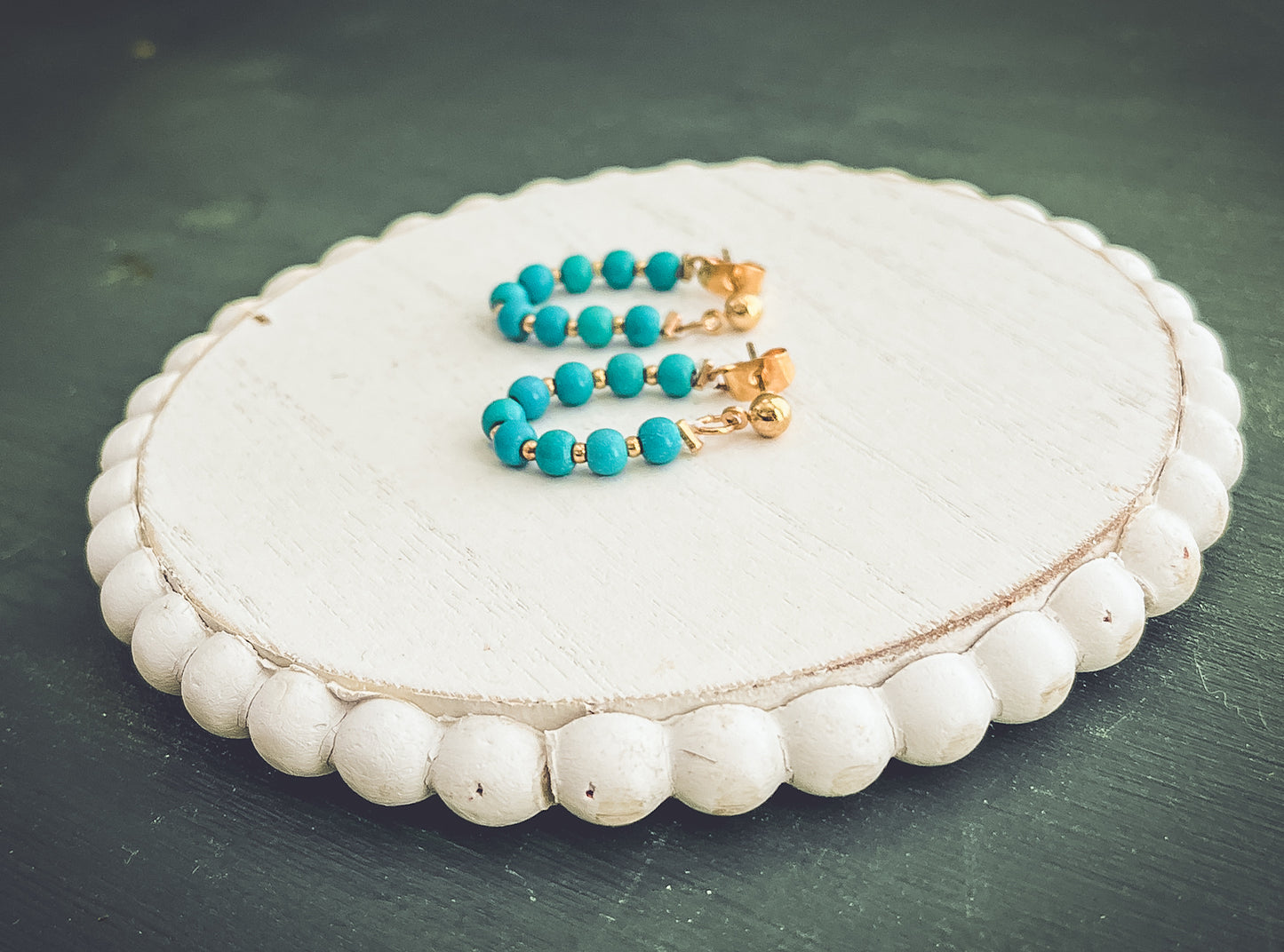 Beautiful Turquoise Huggie Hoops