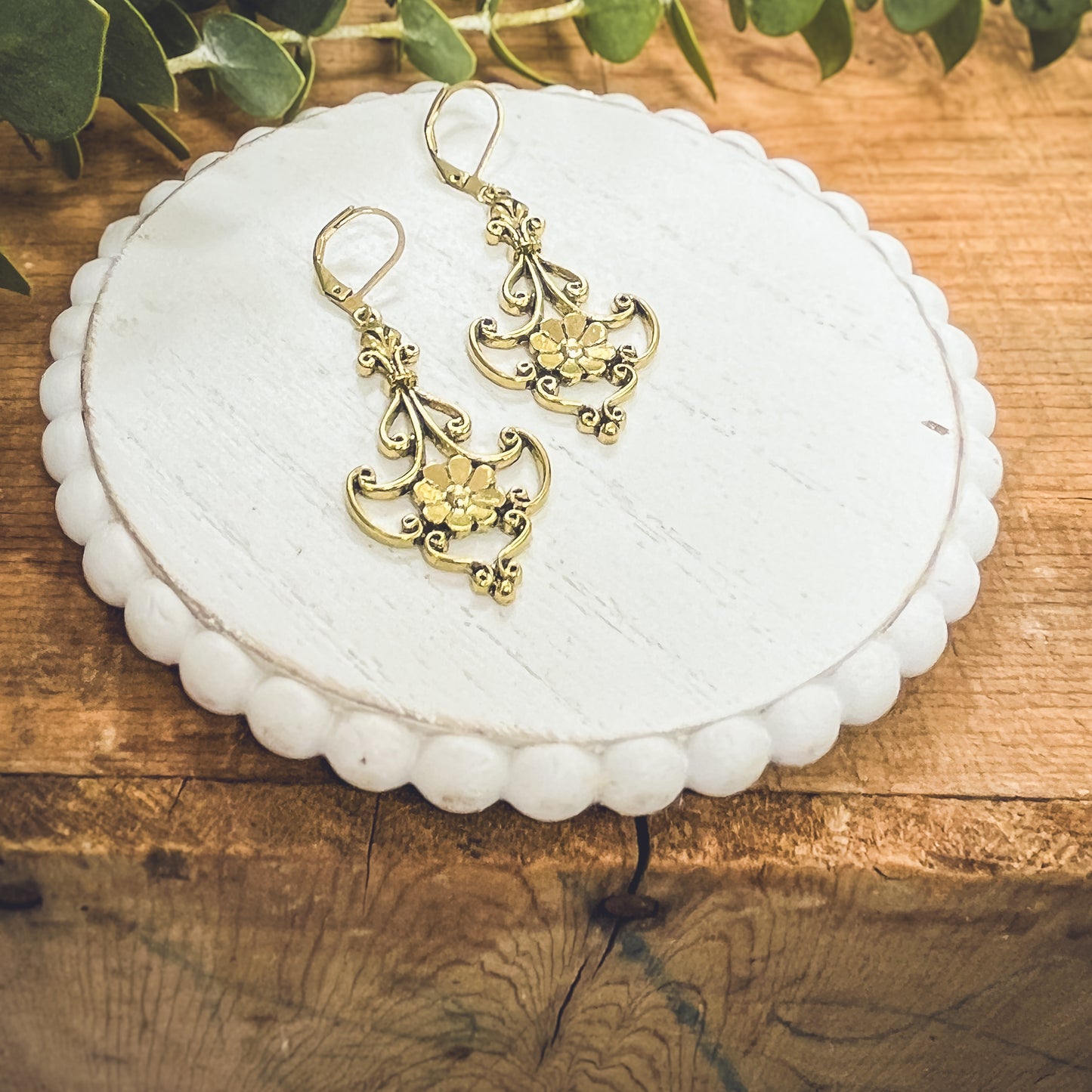 Beautiful Ornate Gold Drop Earrings